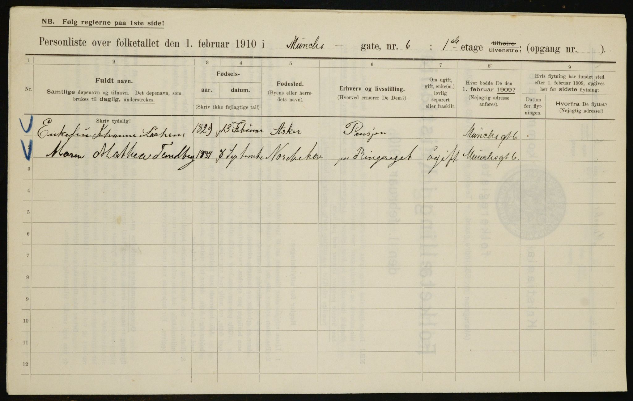 OBA, Kommunal folketelling 1.2.1910 for Kristiania, 1910, s. 64448