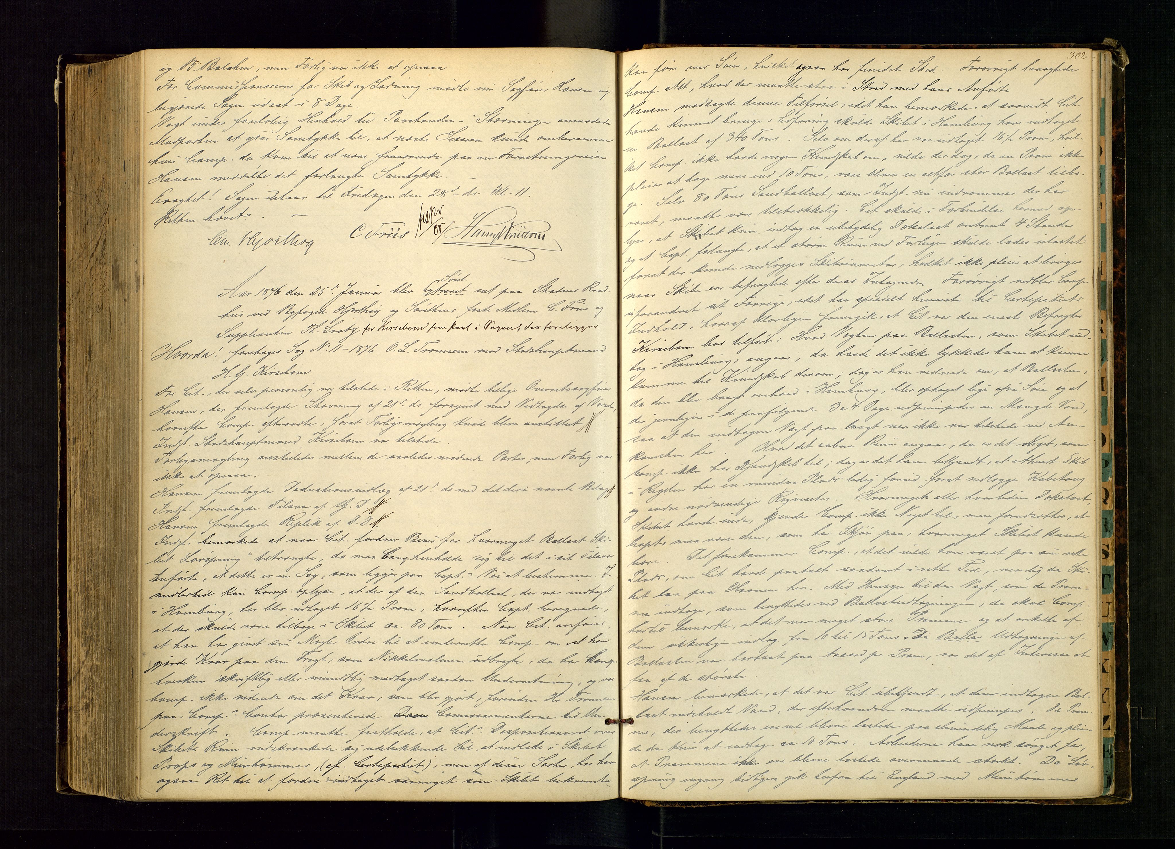 Kristiansand byrett, AV/SAK-1223-0001/F/Fb/L0006: Ekstrarettsprotokoll nr. 6 med register, 1866-1876, s. 302