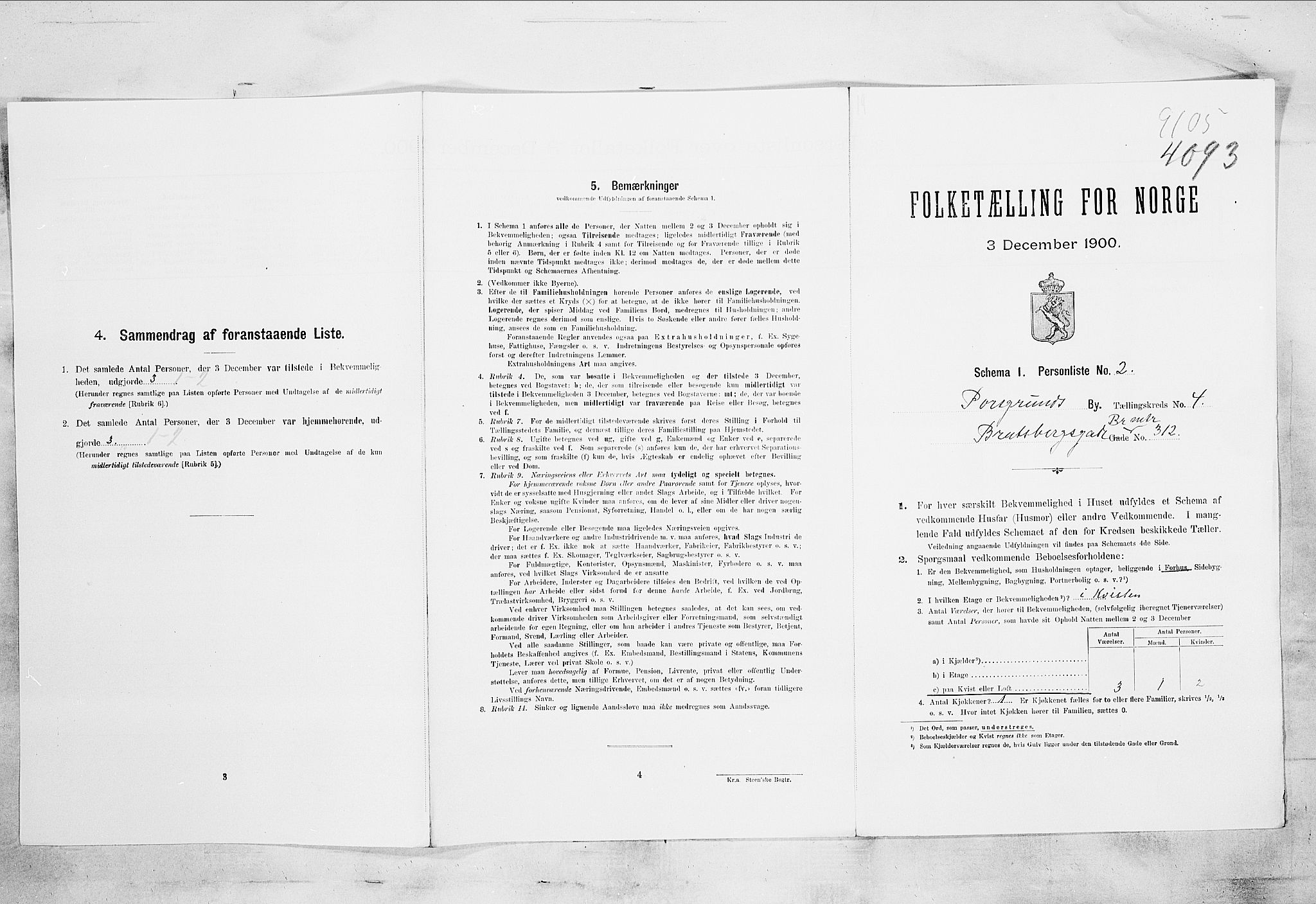 SAKO, Folketelling 1900 for 0805 Porsgrunn kjøpstad, 1900, s. 3415