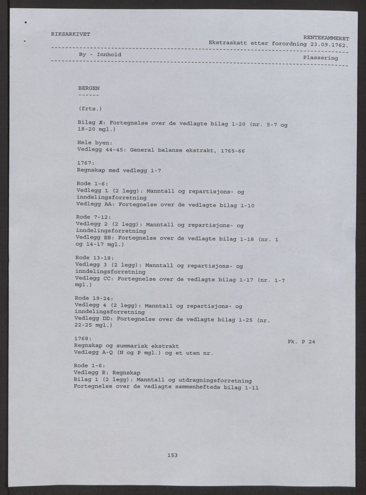 Rentekammeret inntil 1814, Reviderte regnskaper, Byregnskaper, AV/RA-EA-4066/R/Rp/L0367/0001: [P21] Kontribusjonsregnskap / Ekstraskatt, 1764, s. 6