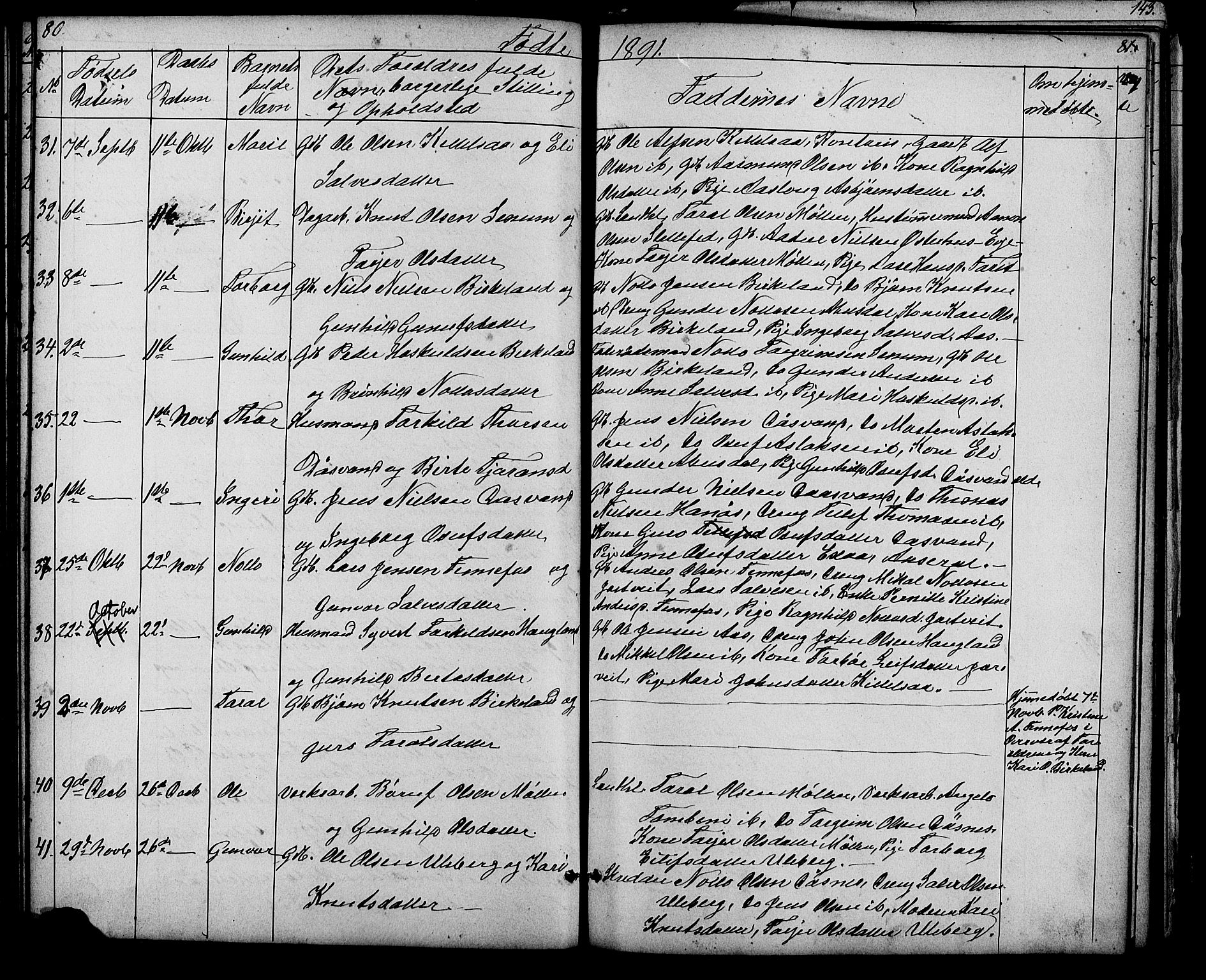 Evje sokneprestkontor, AV/SAK-1111-0008/F/Fb/Fbb/L0002: Klokkerbok nr. B 2, 1879-1909, s. 80-81