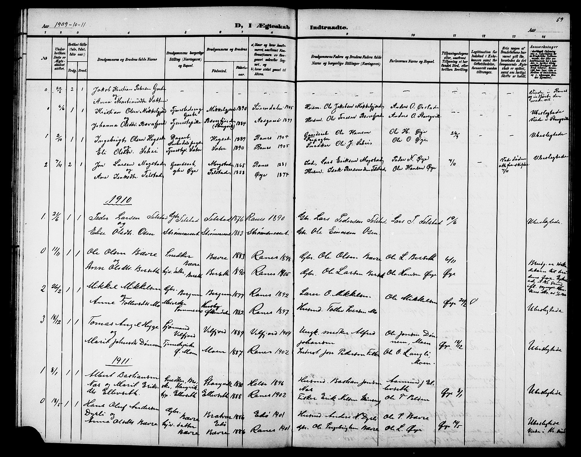 Ministerialprotokoller, klokkerbøker og fødselsregistre - Møre og Romsdal, AV/SAT-A-1454/595/L1053: Klokkerbok nr. 595C05, 1901-1919, s. 59