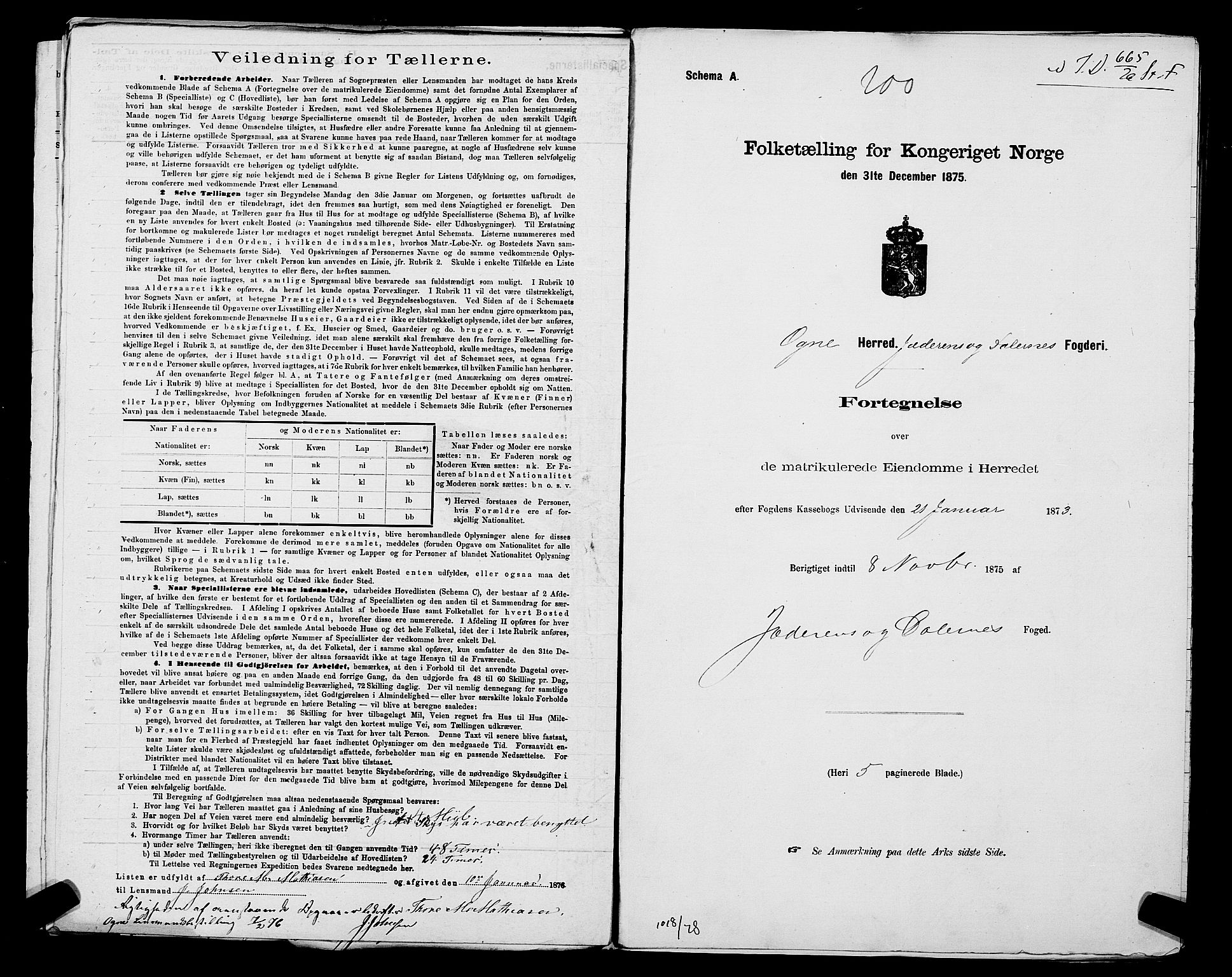 SAST, Folketelling 1875 for 1116L Eigersund prestegjeld, Eigersund landsokn og Ogna sokn, 1875, s. 61