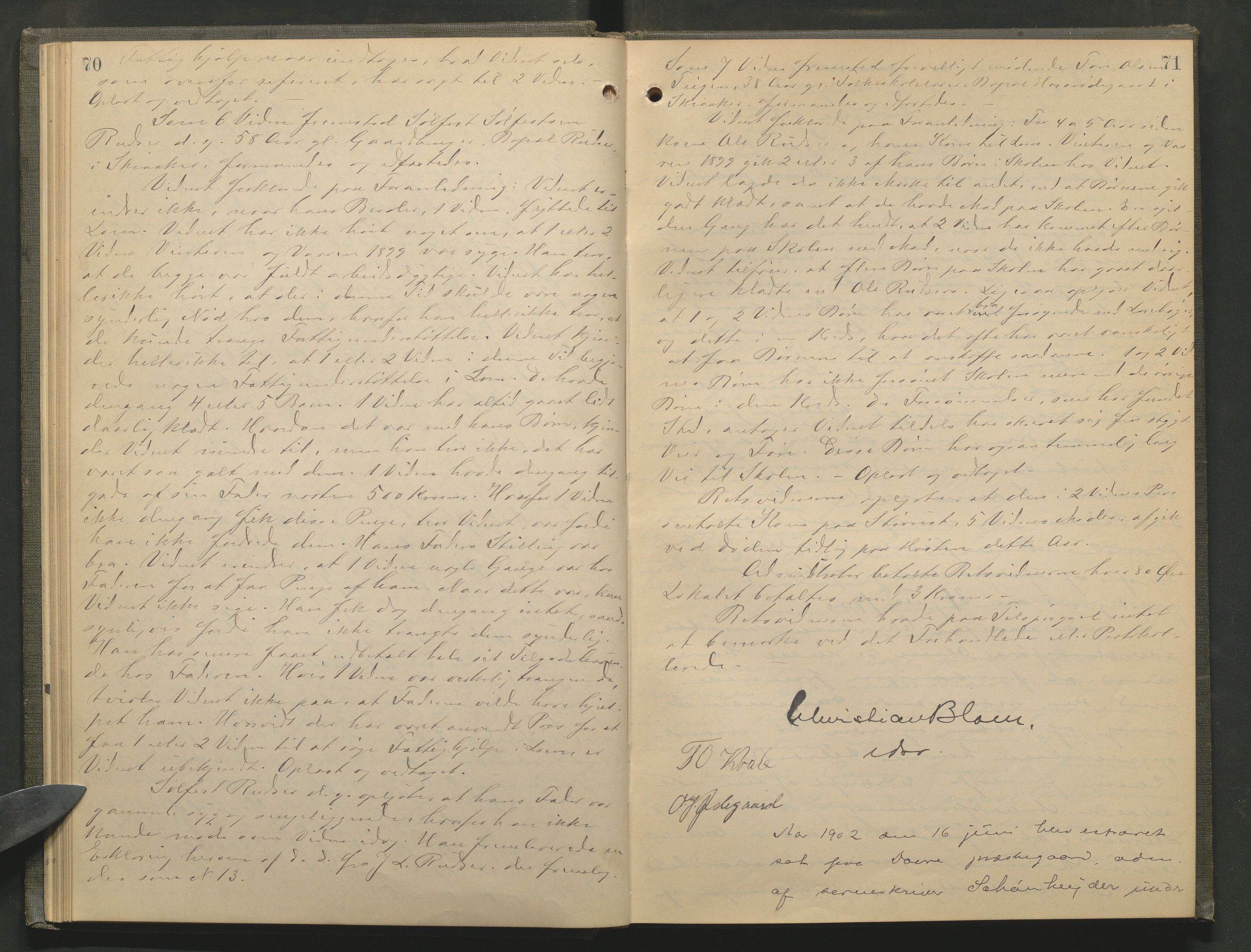 Nord-Gudbrandsdal tingrett, AV/SAH-TING-002/G/Gc/Gcb/L0006: Ekstrarettsprotokoll for åstedssaker, 1900-1906, s. 70-71