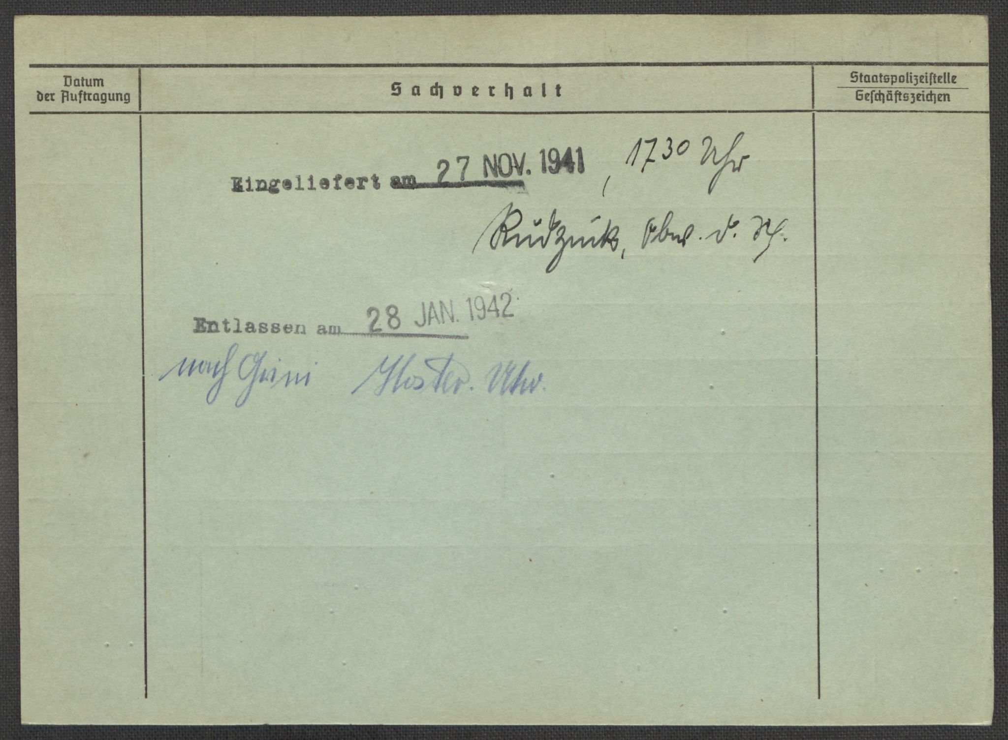 Befehlshaber der Sicherheitspolizei und des SD, RA/RAFA-5969/E/Ea/Eaa/L0010: Register over norske fanger i Møllergata 19: Sø-Å, 1940-1945, s. 171