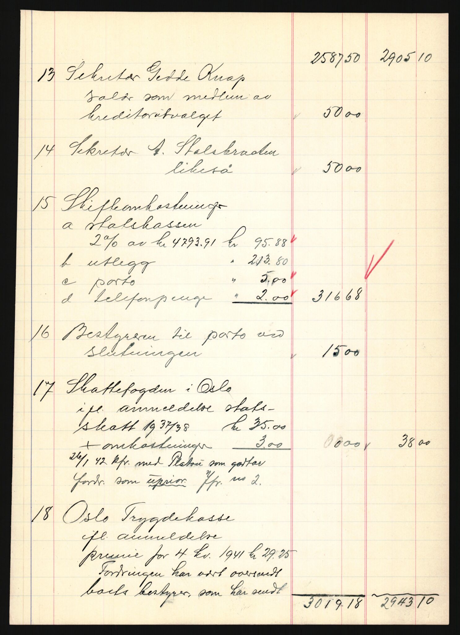 Oslo skifterett, AV/SAO-A-10383/H/Hd/Hdb/L0049: Skifteutlodningsprotokoll - avd. I, 1942