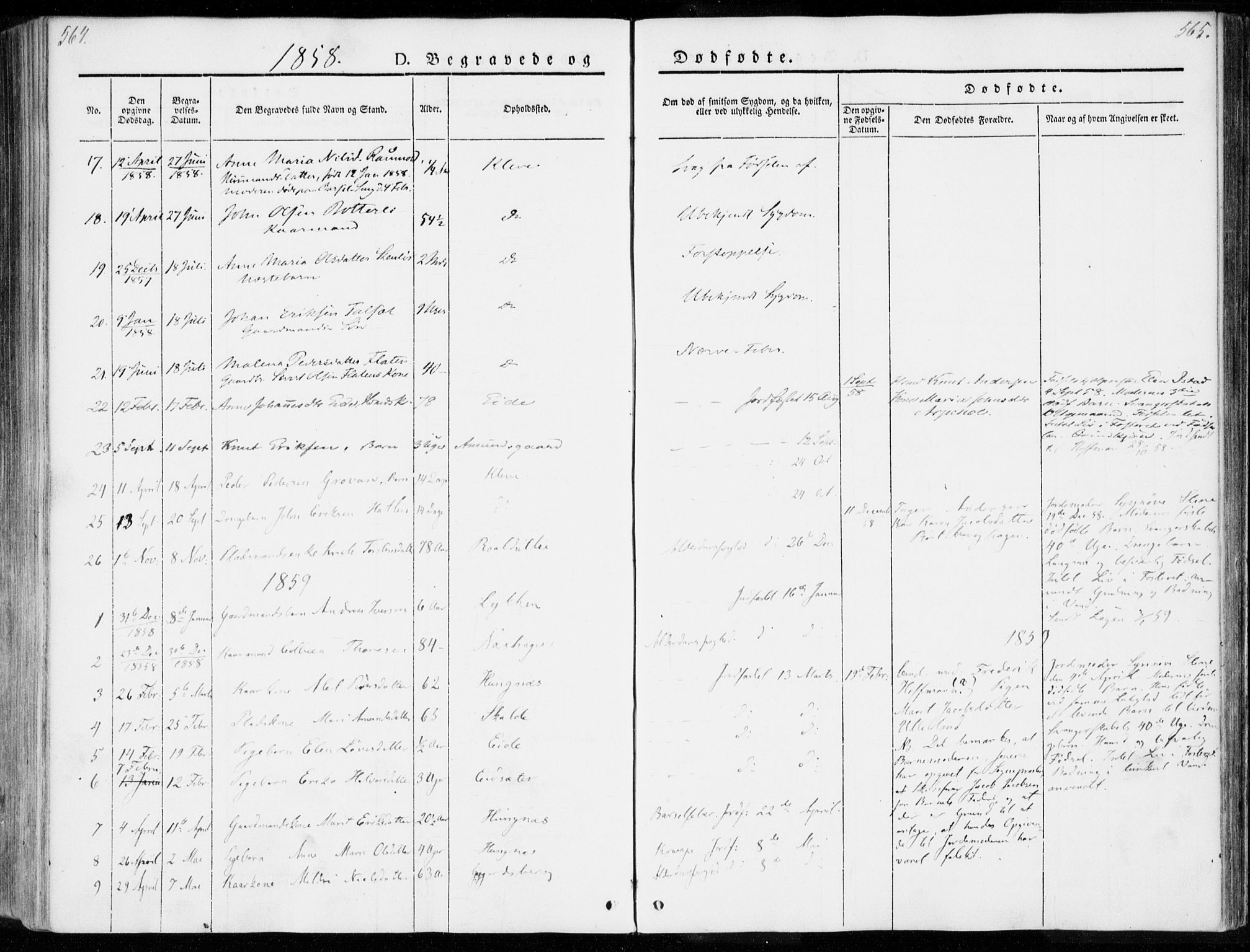 Ministerialprotokoller, klokkerbøker og fødselsregistre - Møre og Romsdal, SAT/A-1454/557/L0680: Ministerialbok nr. 557A02, 1843-1869, s. 564-565