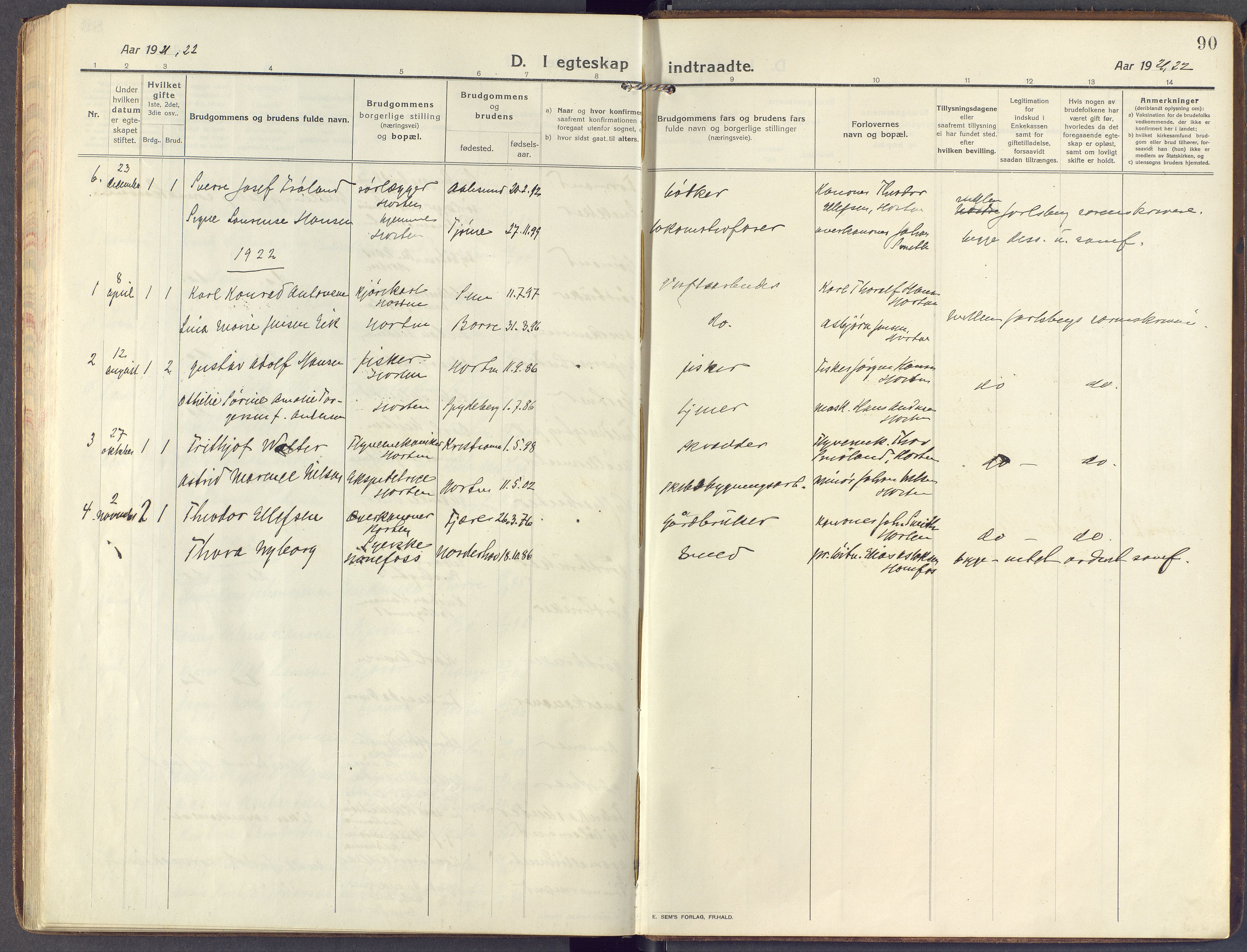 Horten kirkebøker, AV/SAKO-A-348/F/Fa/L0008: Ministerialbok nr. 8, 1913-1924, s. 90