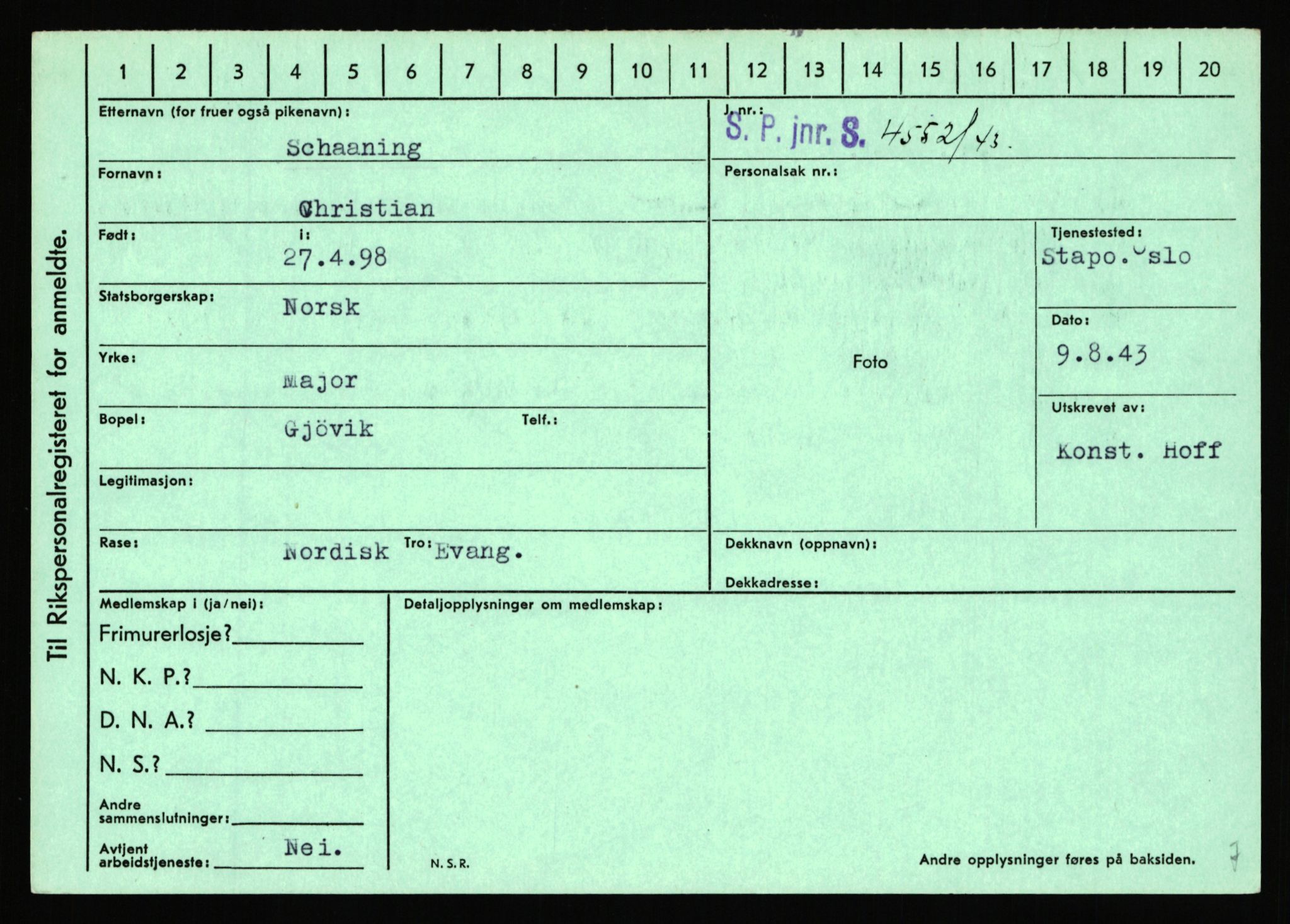 Statspolitiet - Hovedkontoret / Osloavdelingen, AV/RA-S-1329/C/Ca/L0013: Raa - Servold, 1943-1945, s. 4053