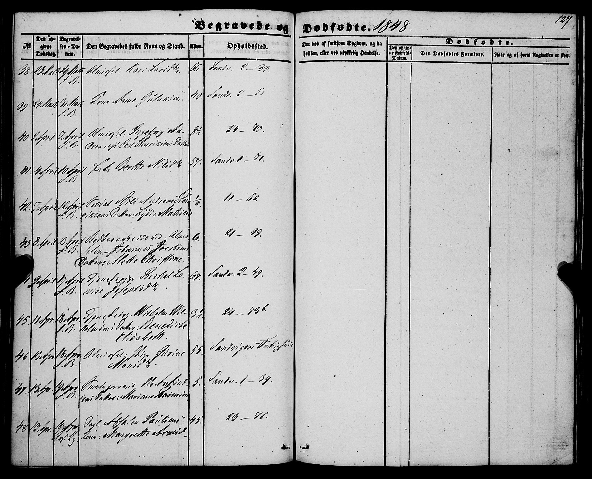 Korskirken sokneprestembete, AV/SAB-A-76101/H/Haa: Ministerialbok nr. E 2, 1848-1862, s. 127