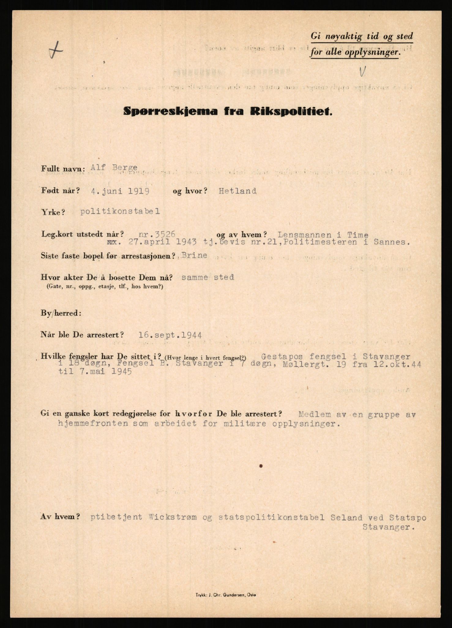 Rikspolitisjefen, AV/RA-S-1560/L/L0002: Berg, Alf - Bråthen, Thorleif, 1940-1945, s. 139