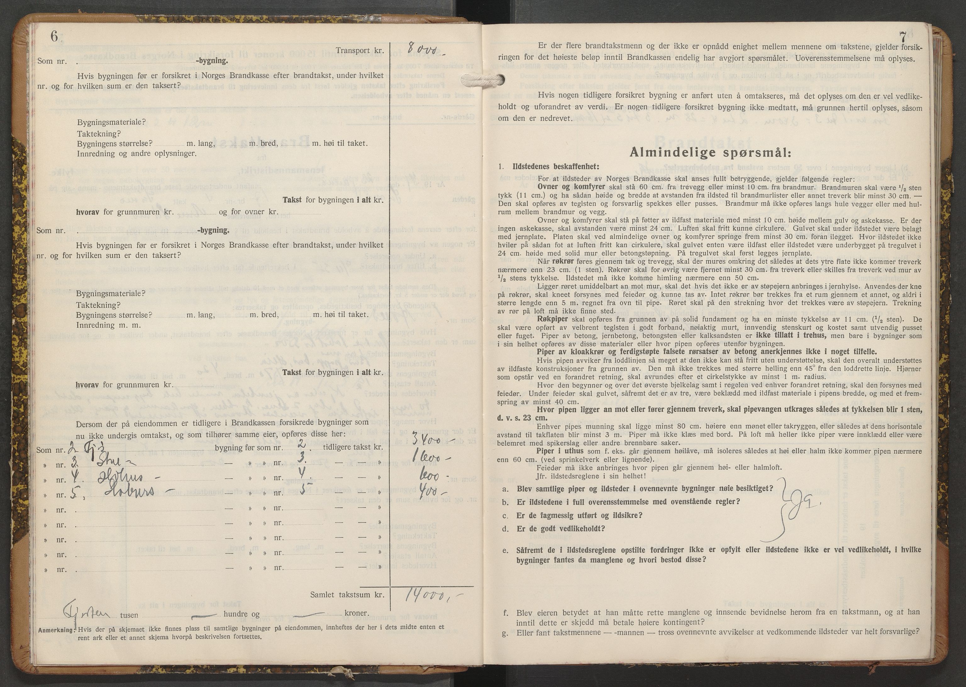 Grane og Hattfjelldal lensmannskontor, AV/SAT-A-5688/3/Oa/L0004: Branntakstprotokoll, 1937-1939