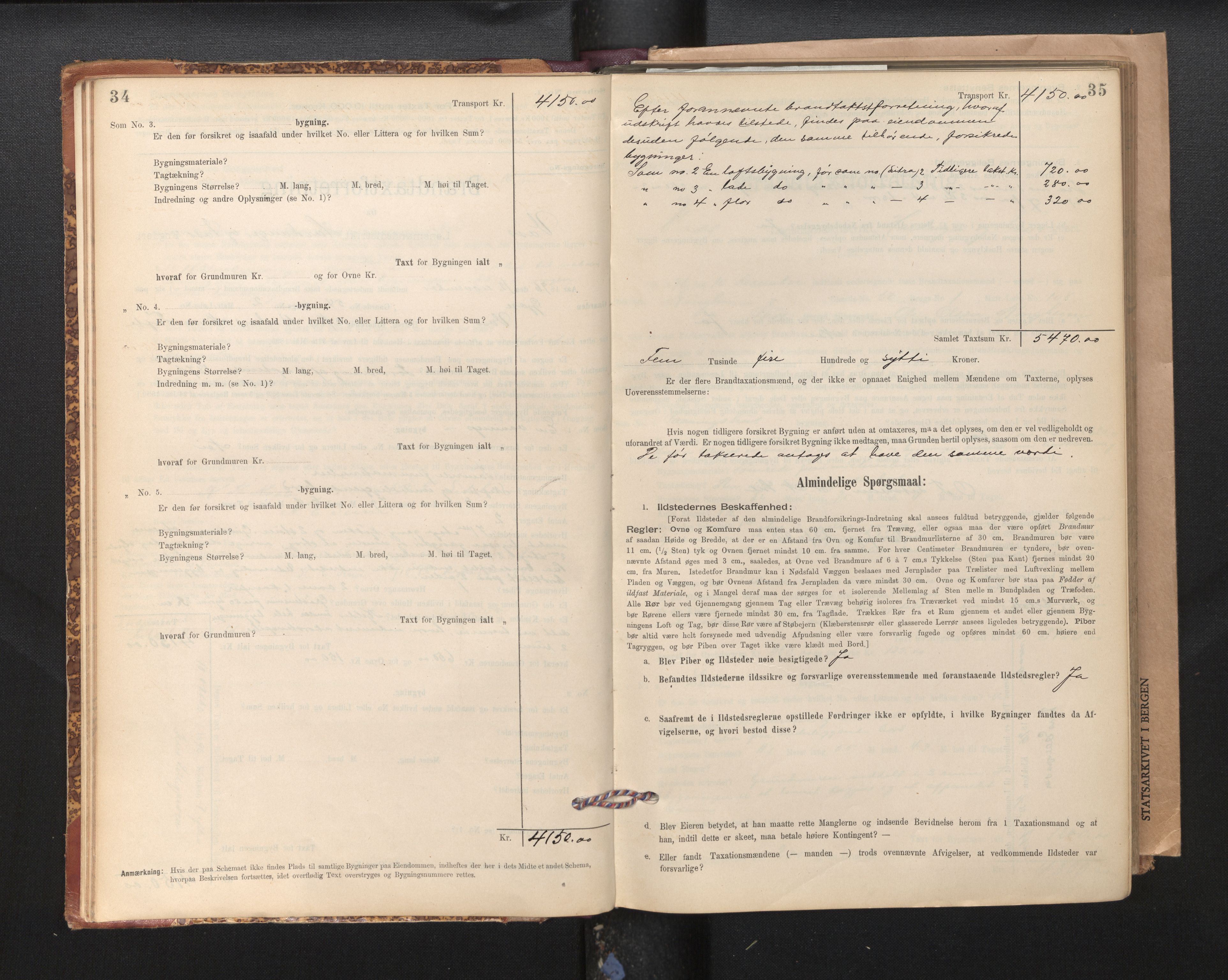 Lensmannen i Voss, SAB/A-35801/0012/L0008: Branntakstprotokoll, skjematakst, 1895-1945, s. 34-35