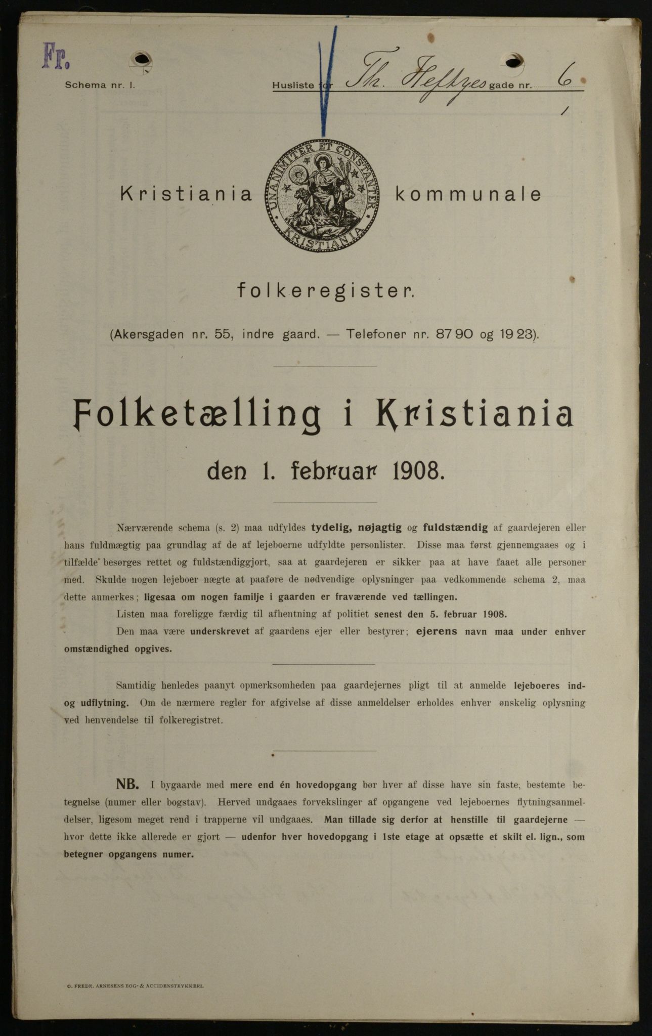 OBA, Kommunal folketelling 1.2.1908 for Kristiania kjøpstad, 1908, s. 97892