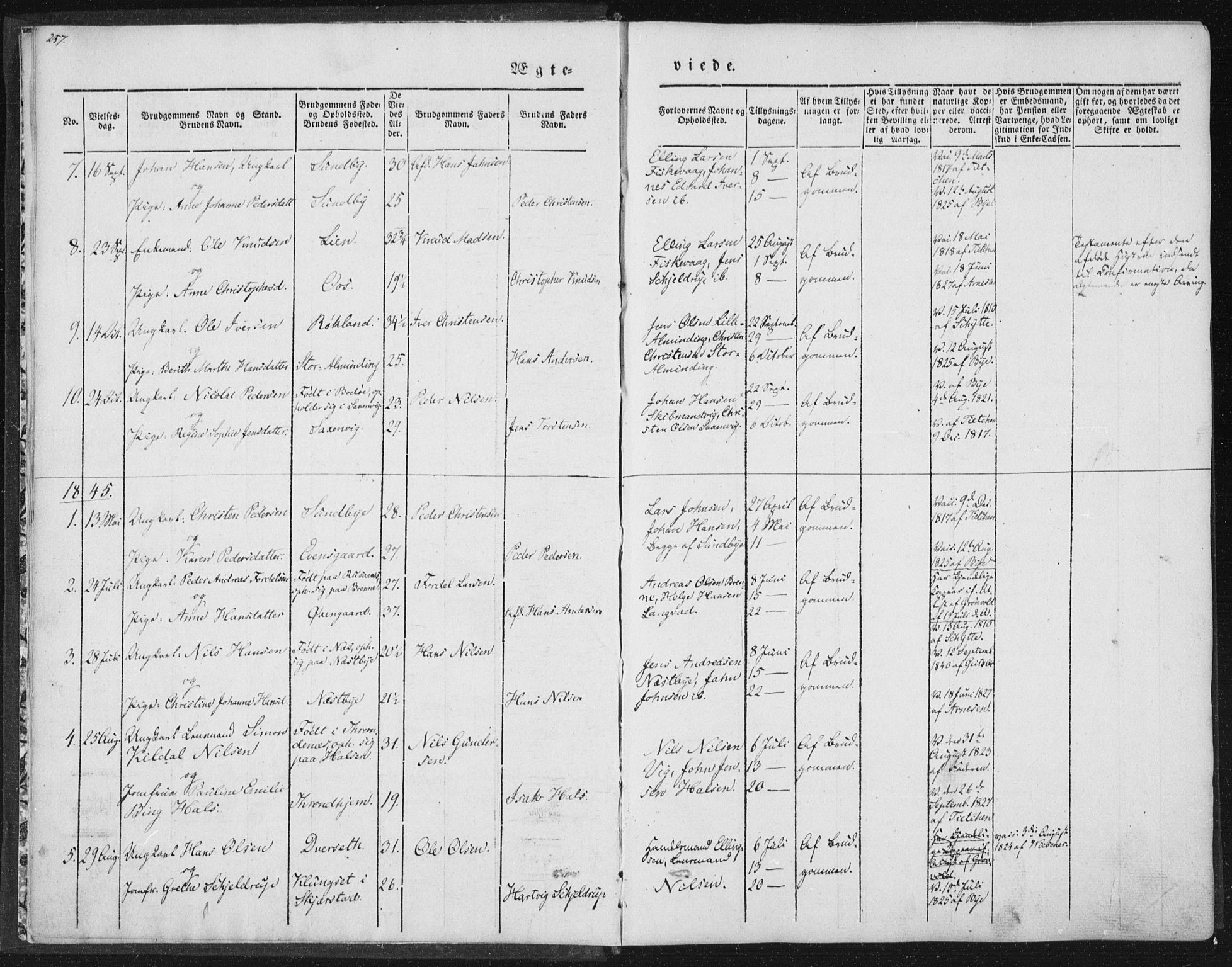 Ministerialprotokoller, klokkerbøker og fødselsregistre - Nordland, AV/SAT-A-1459/847/L0667: Ministerialbok nr. 847A07, 1842-1871, s. 257