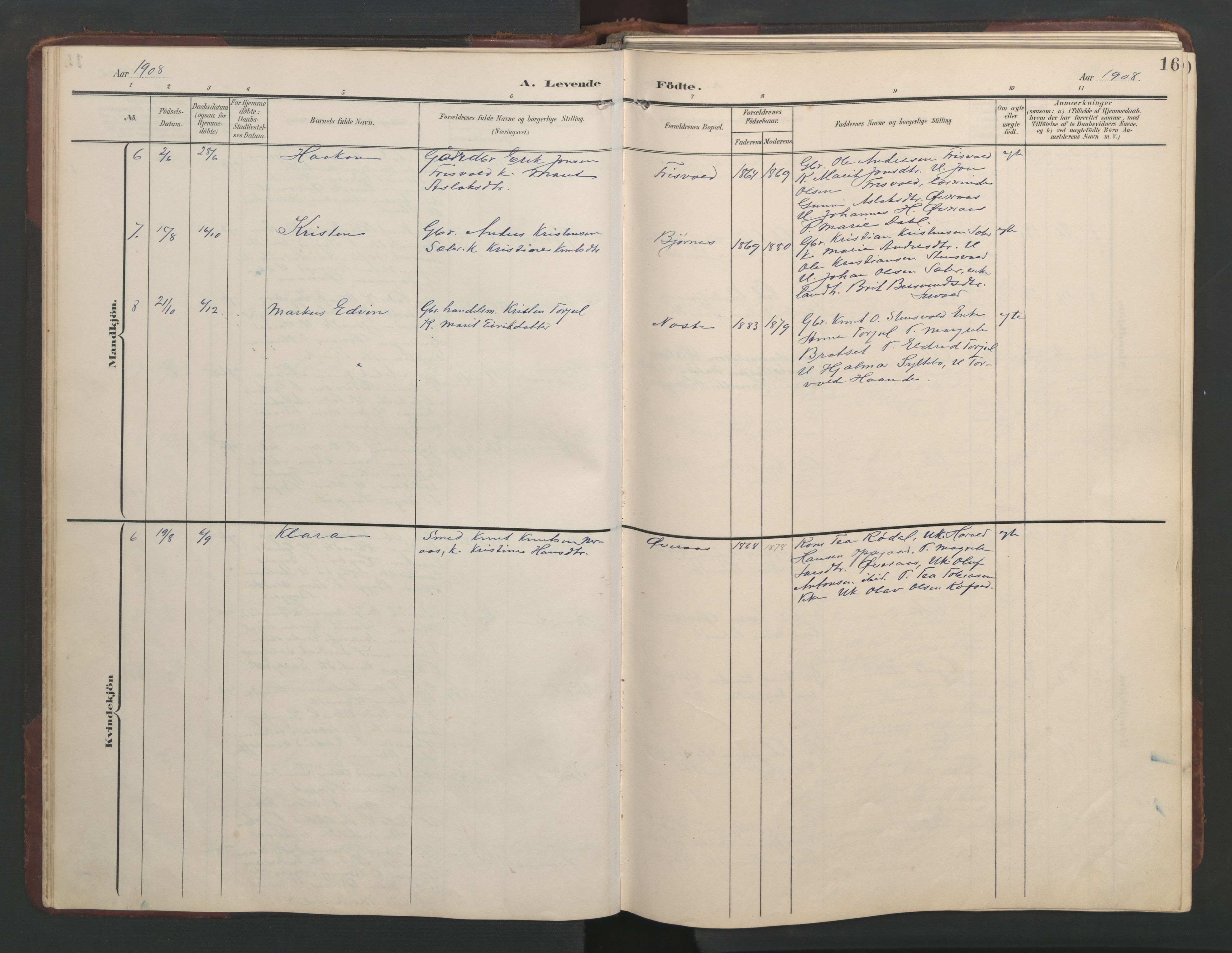 Ministerialprotokoller, klokkerbøker og fødselsregistre - Møre og Romsdal, SAT/A-1454/552/L0639: Klokkerbok nr. 552C02, 1903-1960, s. 16