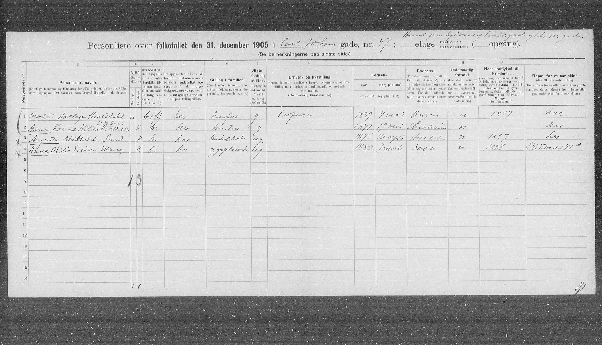OBA, Kommunal folketelling 31.12.1905 for Kristiania kjøpstad, 1905, s. 25489
