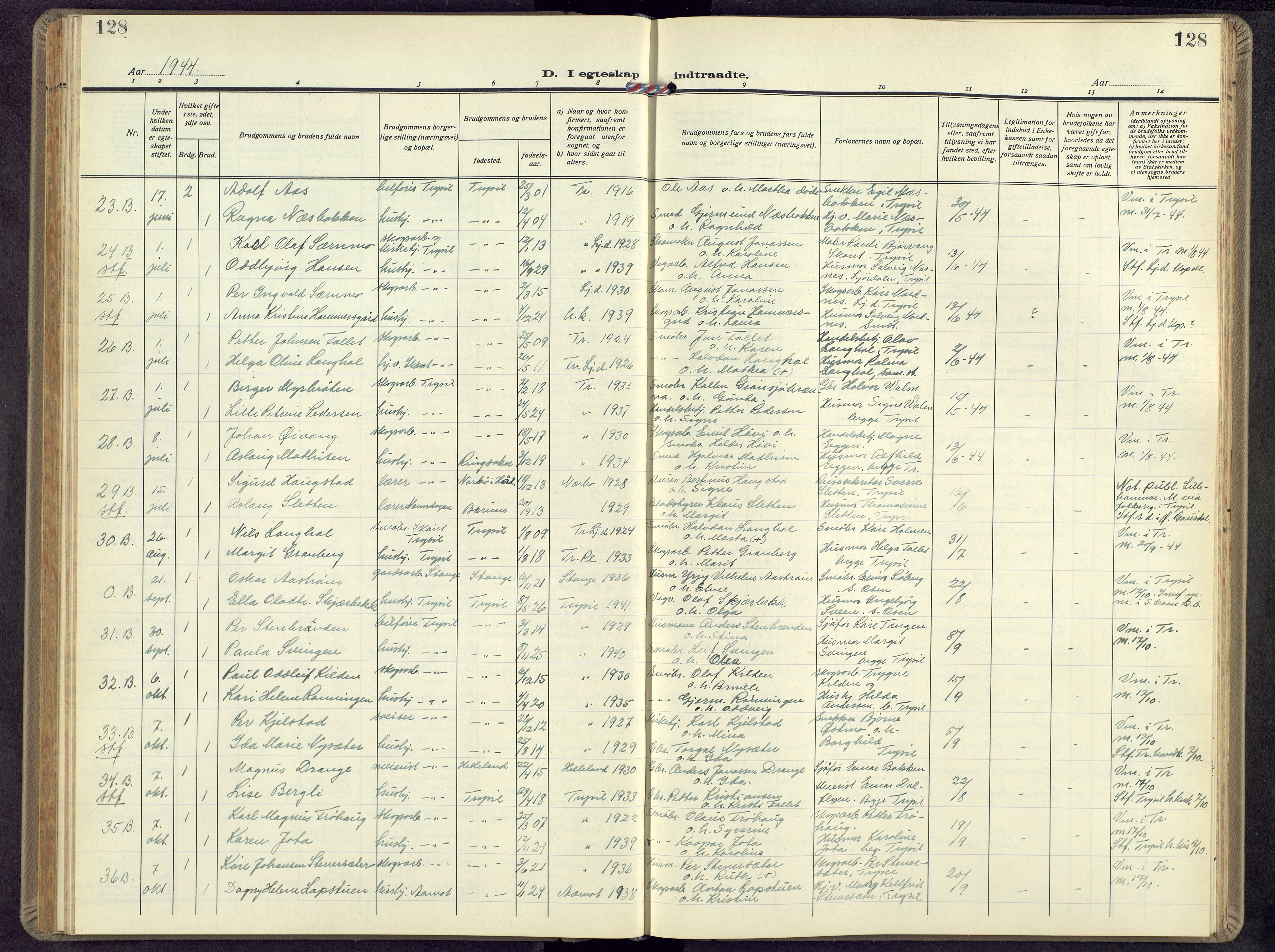 Trysil prestekontor, AV/SAH-PREST-046/H/Ha/Hab/L0012: Klokkerbok nr. 12, 1938-1959, s. 128