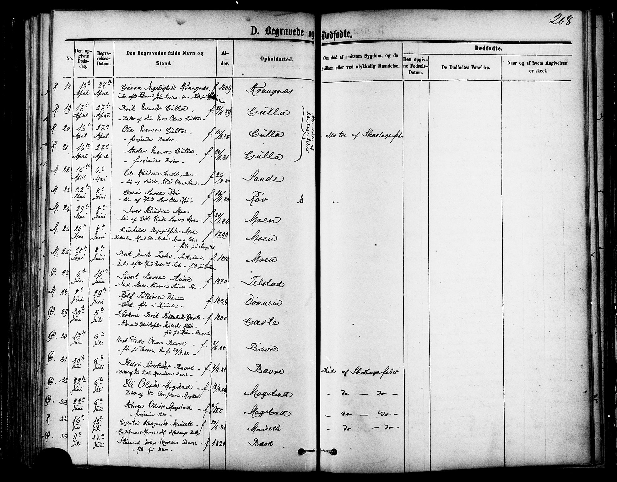Ministerialprotokoller, klokkerbøker og fødselsregistre - Møre og Romsdal, AV/SAT-A-1454/595/L1046: Ministerialbok nr. 595A08, 1874-1884, s. 268