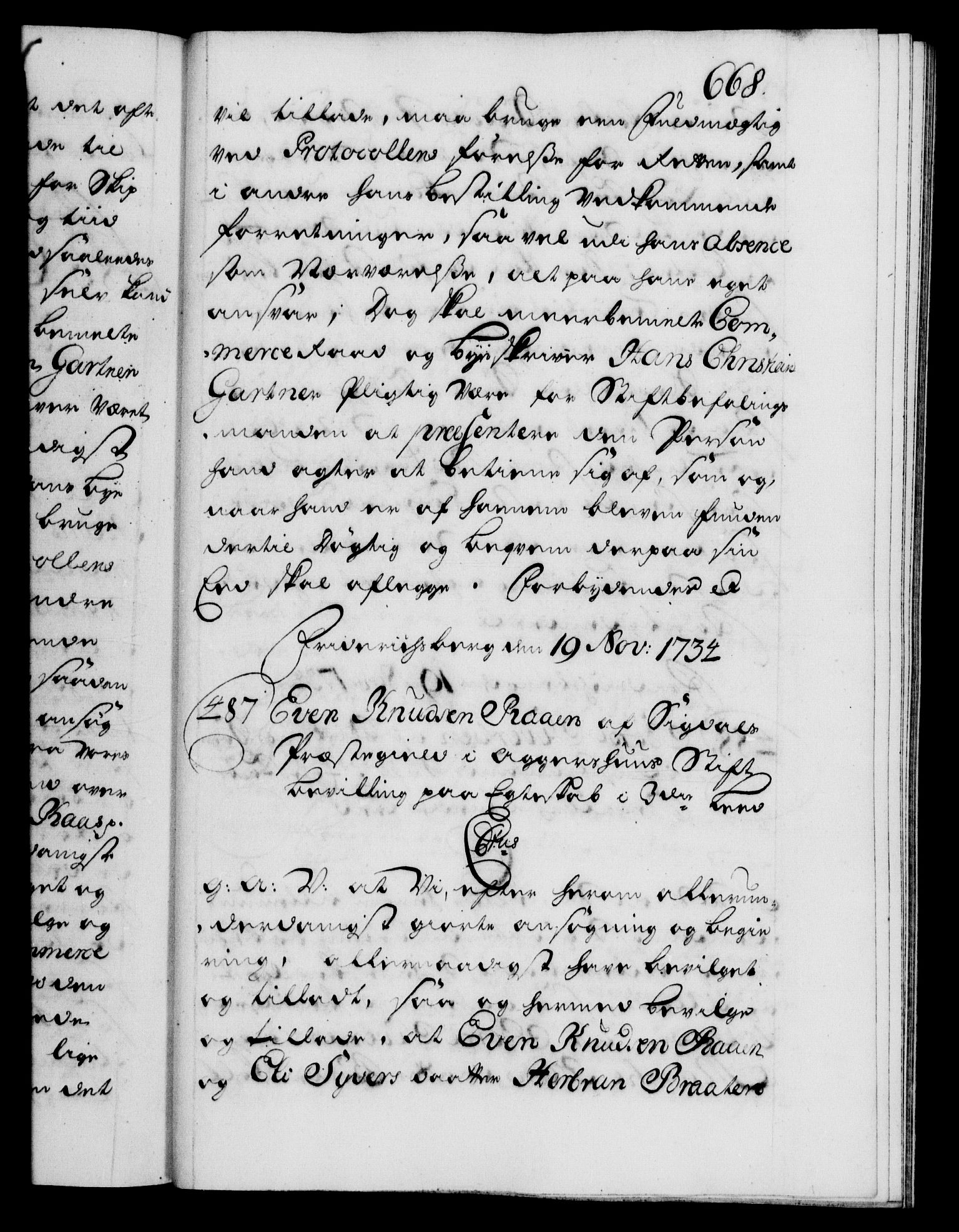Danske Kanselli 1572-1799, AV/RA-EA-3023/F/Fc/Fca/Fcaa/L0028: Norske registre, 1733-1734, s. 668a
