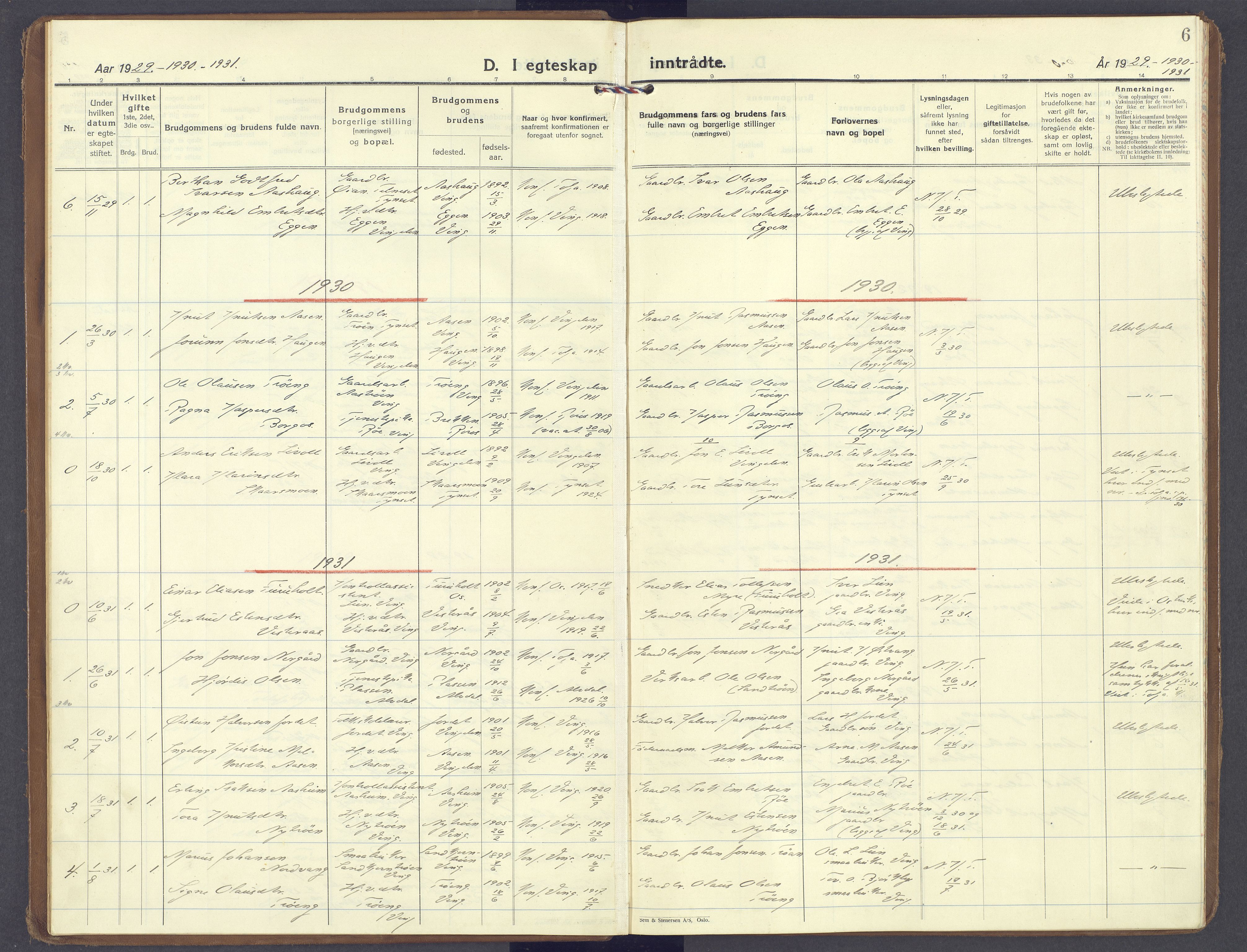 Tolga prestekontor, AV/SAH-PREST-062/K/L0020: Ministerialbok nr. 20, 1925-2004, s. 6