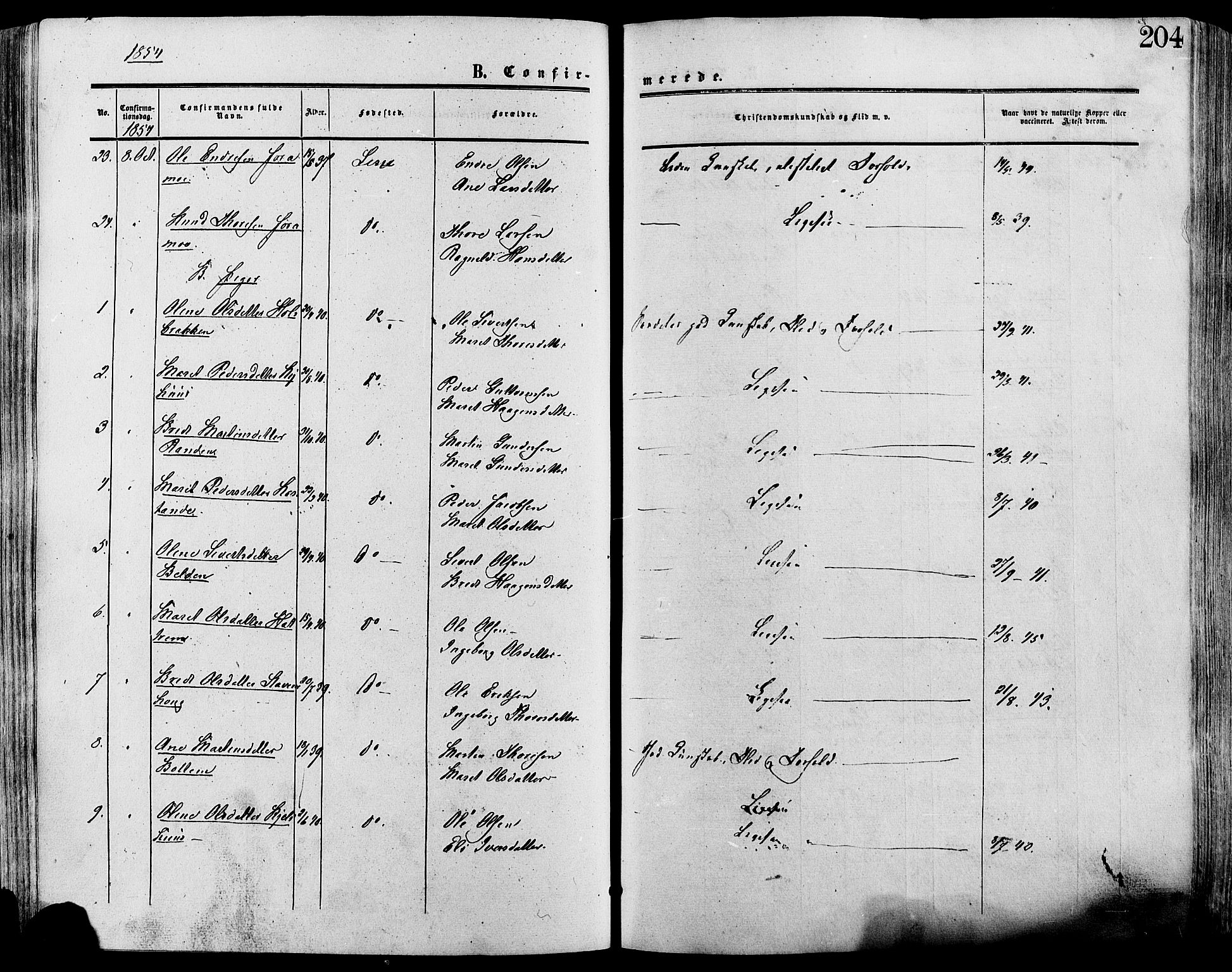 Lesja prestekontor, AV/SAH-PREST-068/H/Ha/Haa/L0008: Ministerialbok nr. 8, 1854-1880, s. 204