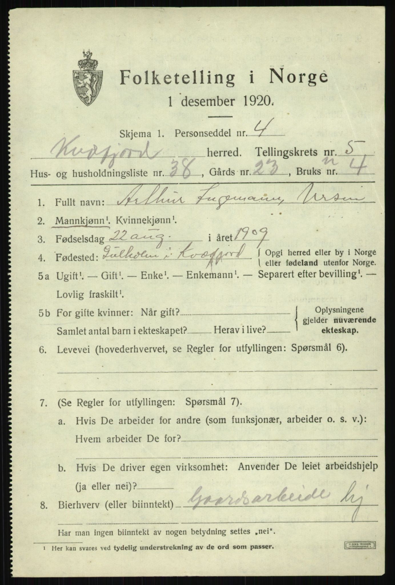 SATØ, Folketelling 1920 for 1911 Kvæfjord herred, 1920, s. 3099