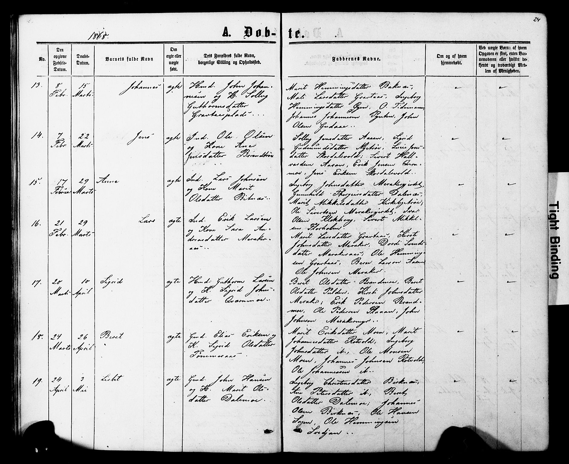 Ministerialprotokoller, klokkerbøker og fødselsregistre - Nord-Trøndelag, AV/SAT-A-1458/706/L0049: Klokkerbok nr. 706C01, 1864-1895, s. 24