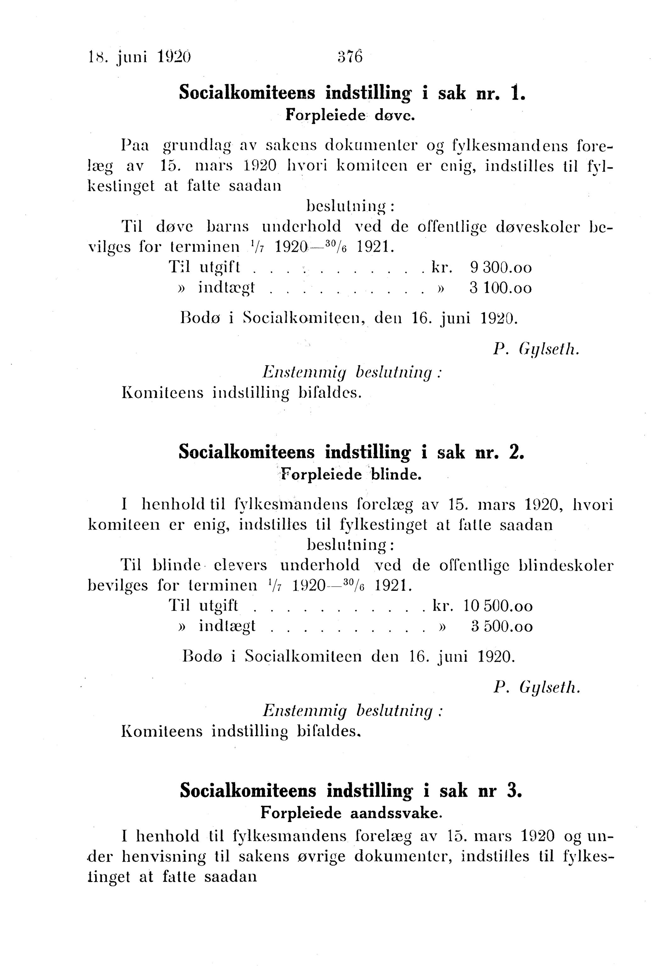 Nordland Fylkeskommune. Fylkestinget, AIN/NFK-17/176/A/Ac/L0043: Fylkestingsforhandlinger 1920, 1920