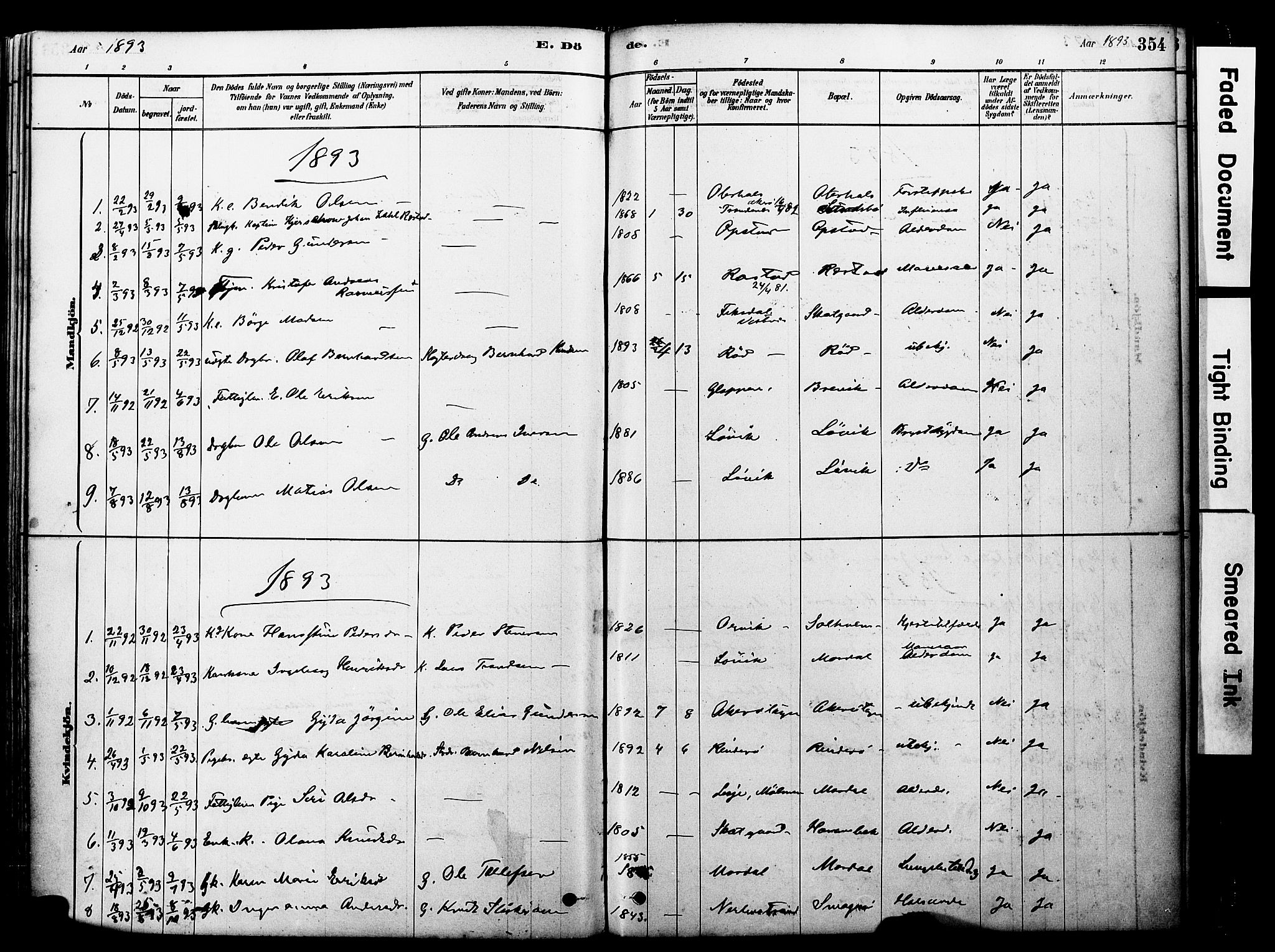 Ministerialprotokoller, klokkerbøker og fødselsregistre - Møre og Romsdal, AV/SAT-A-1454/560/L0721: Ministerialbok nr. 560A05, 1878-1917, s. 354