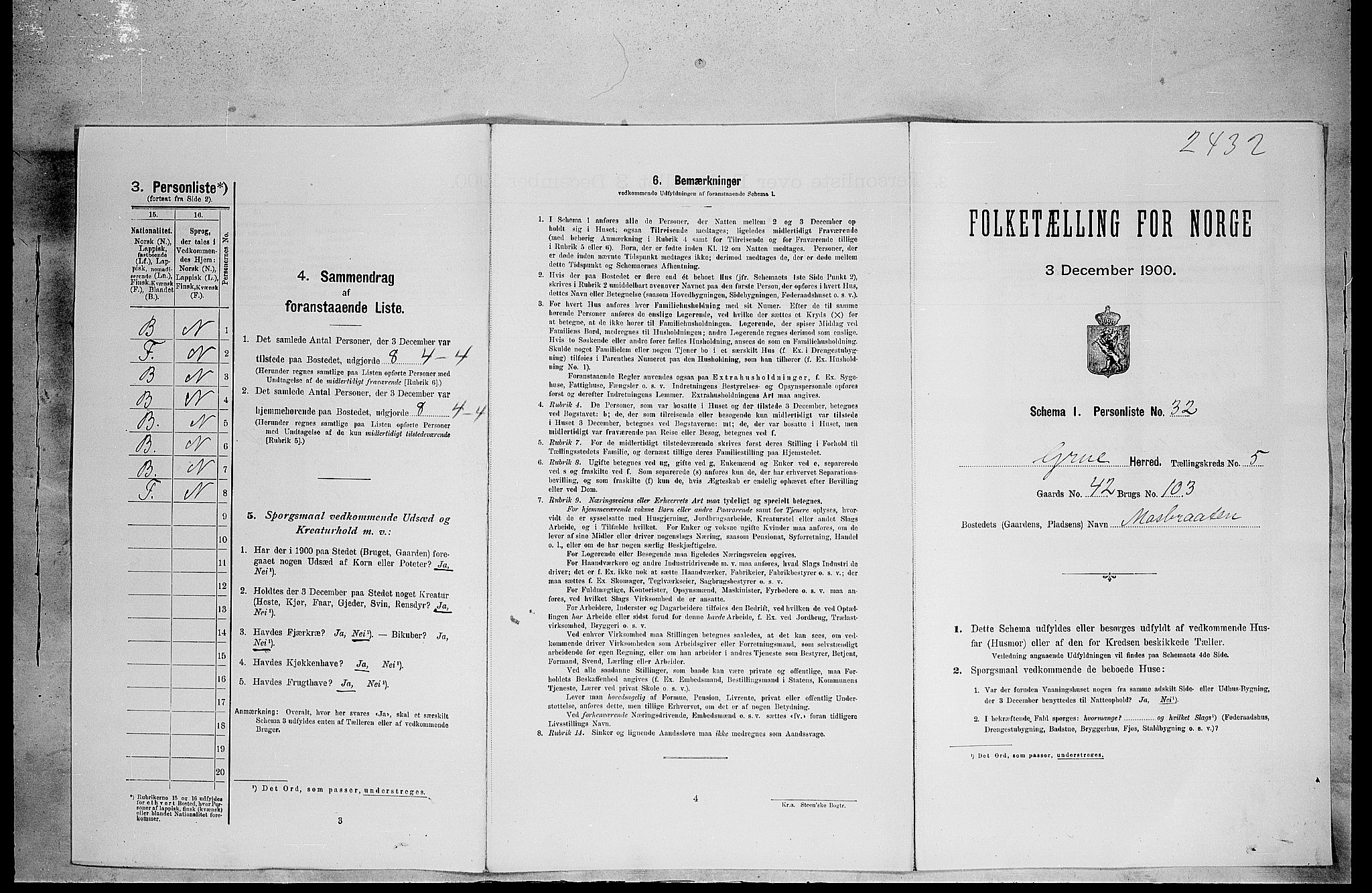 SAH, Folketelling 1900 for 0423 Grue herred, 1900, s. 985
