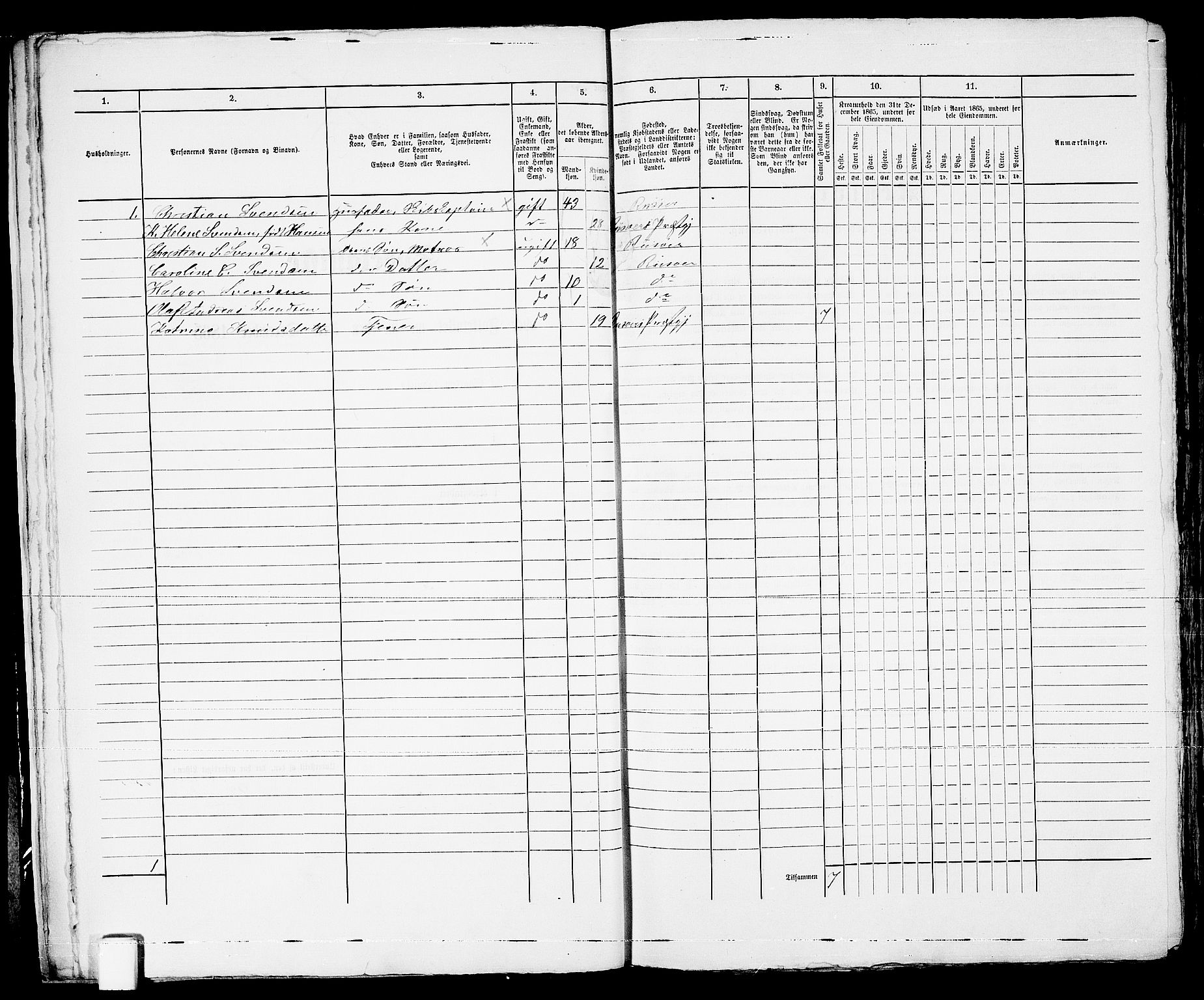 RA, Folketelling 1865 for 0901B Risør prestegjeld, Risør kjøpstad, 1865, s. 28