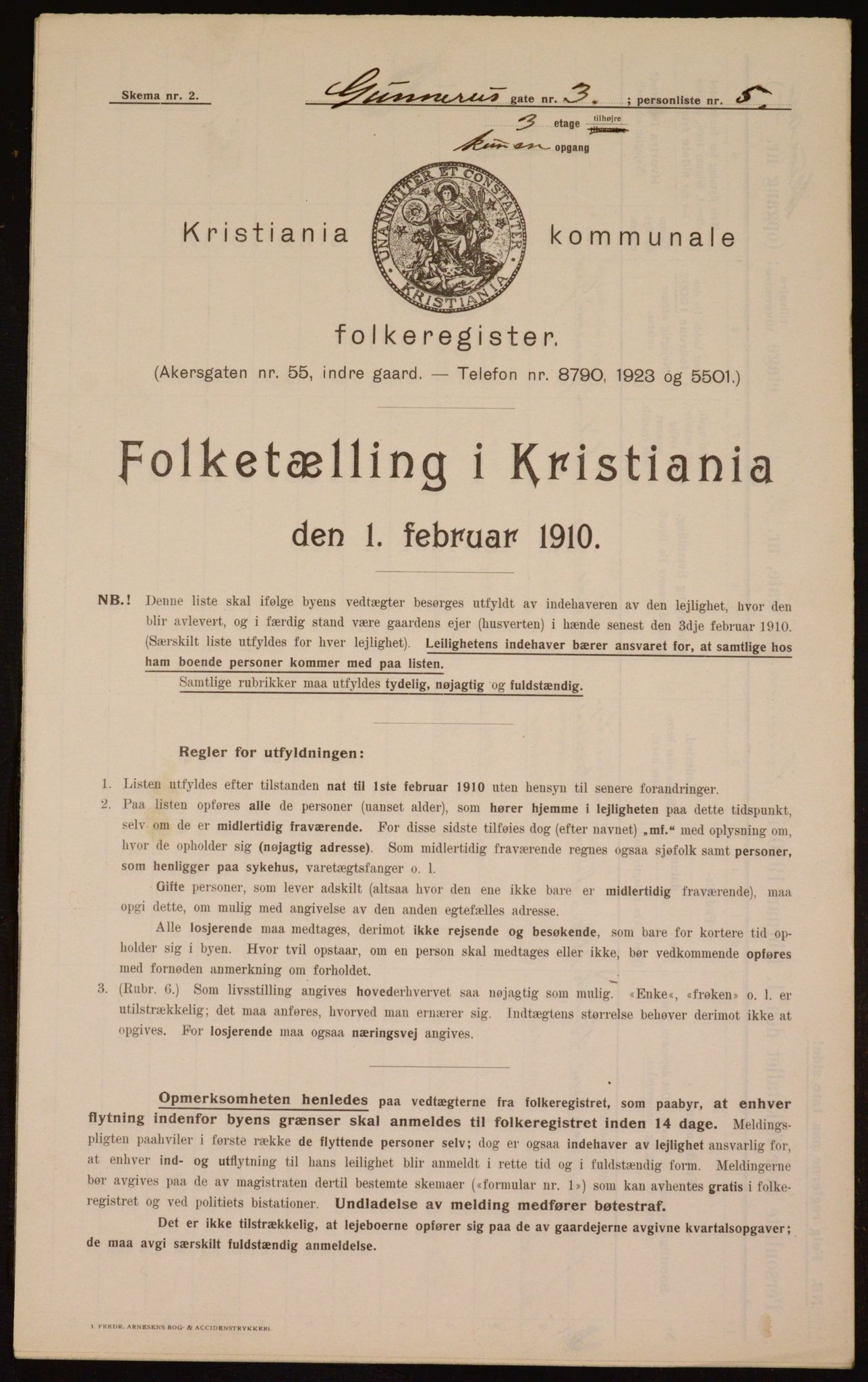 OBA, Kommunal folketelling 1.2.1910 for Kristiania, 1910, s. 5001