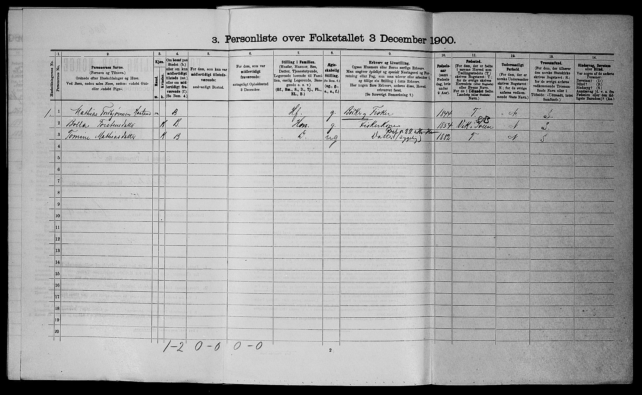 SAST, Folketelling 1900 for 1152 Torvastad herred, 1900, s. 311