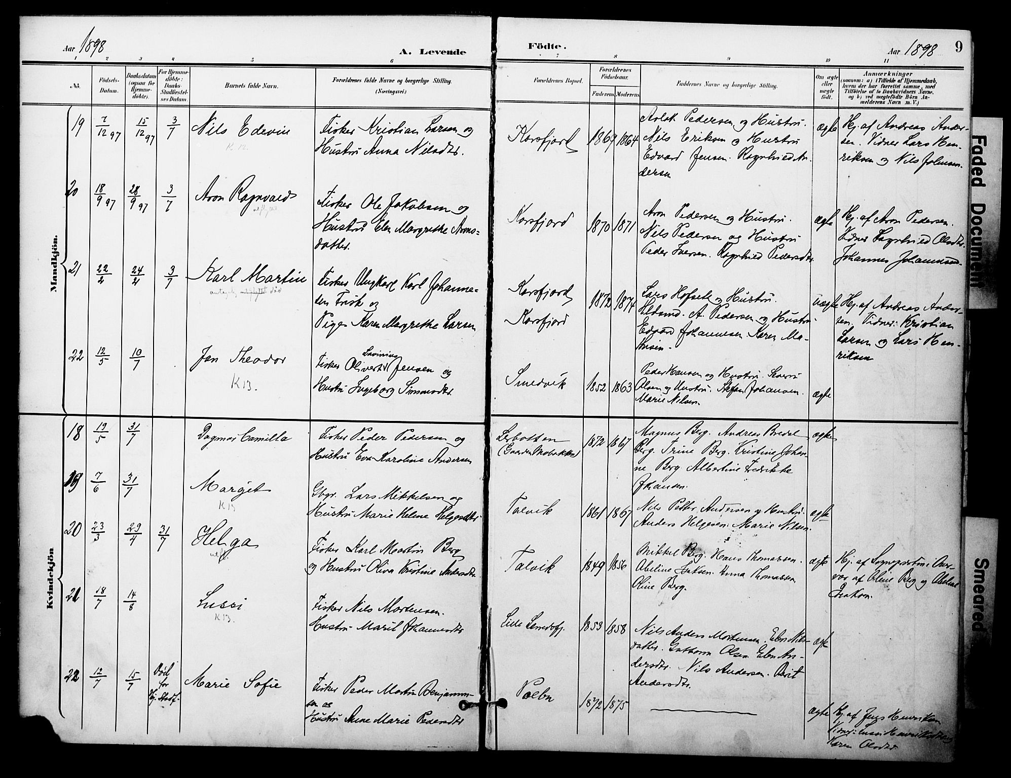 Talvik sokneprestkontor, AV/SATØ-S-1337/H/Ha/L0014kirke: Ministerialbok nr. 14, 1897-1905, s. 9