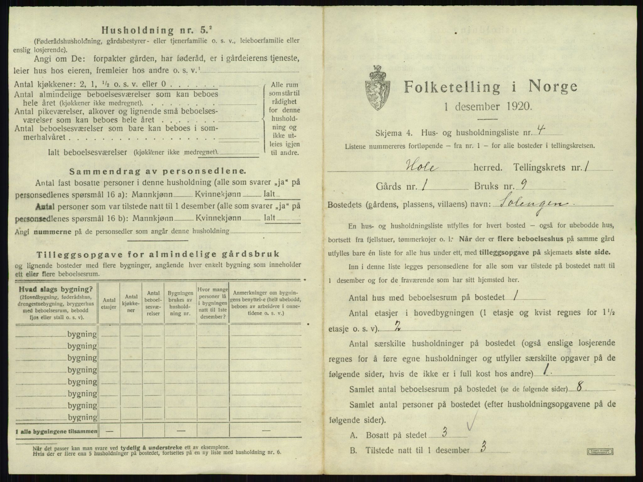 SAKO, Folketelling 1920 for 0612 Hole herred, 1920, s. 35