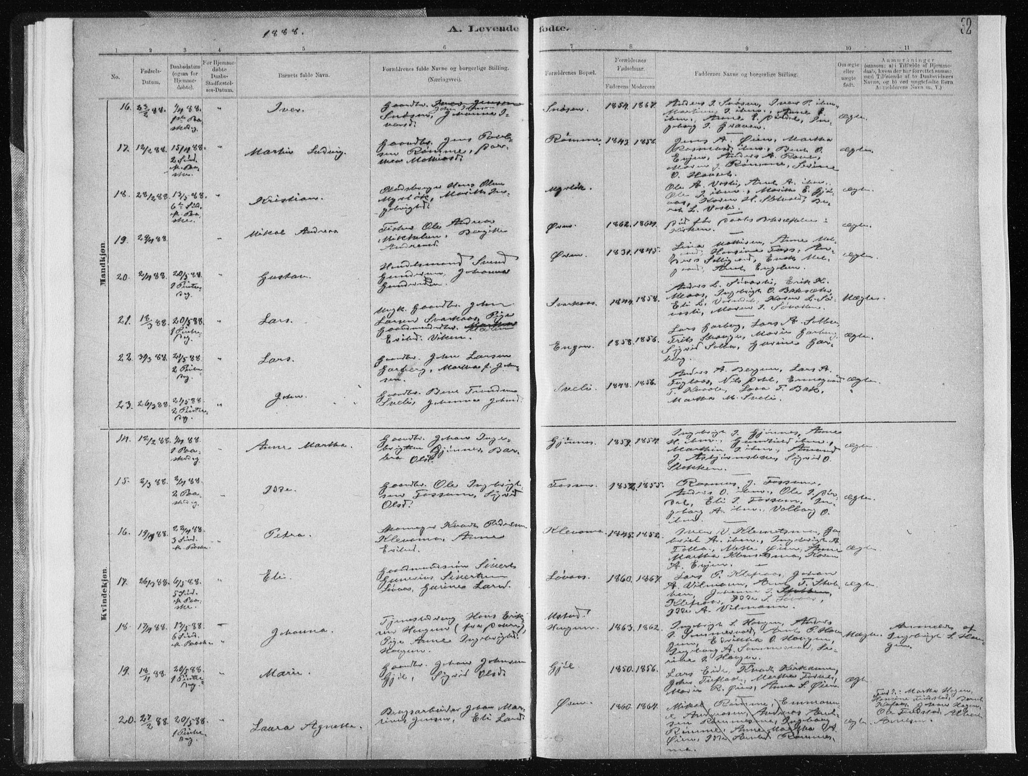 Ministerialprotokoller, klokkerbøker og fødselsregistre - Sør-Trøndelag, SAT/A-1456/668/L0818: Klokkerbok nr. 668C07, 1885-1898, s. 32