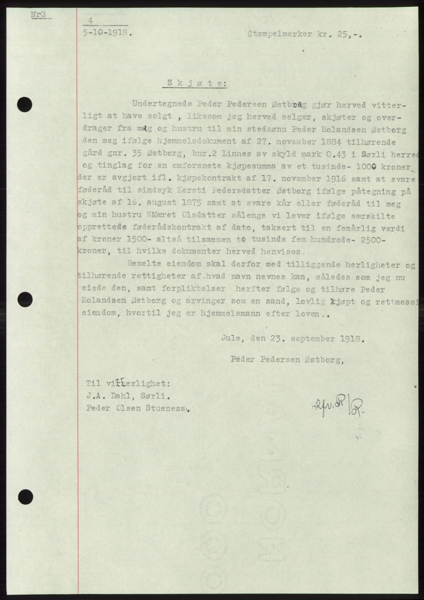 Namdal sorenskriveri, SAT/A-4133/1/2/2C: Pantebok nr. -, 1916-1921, Tingl.dato: 05.10.1918