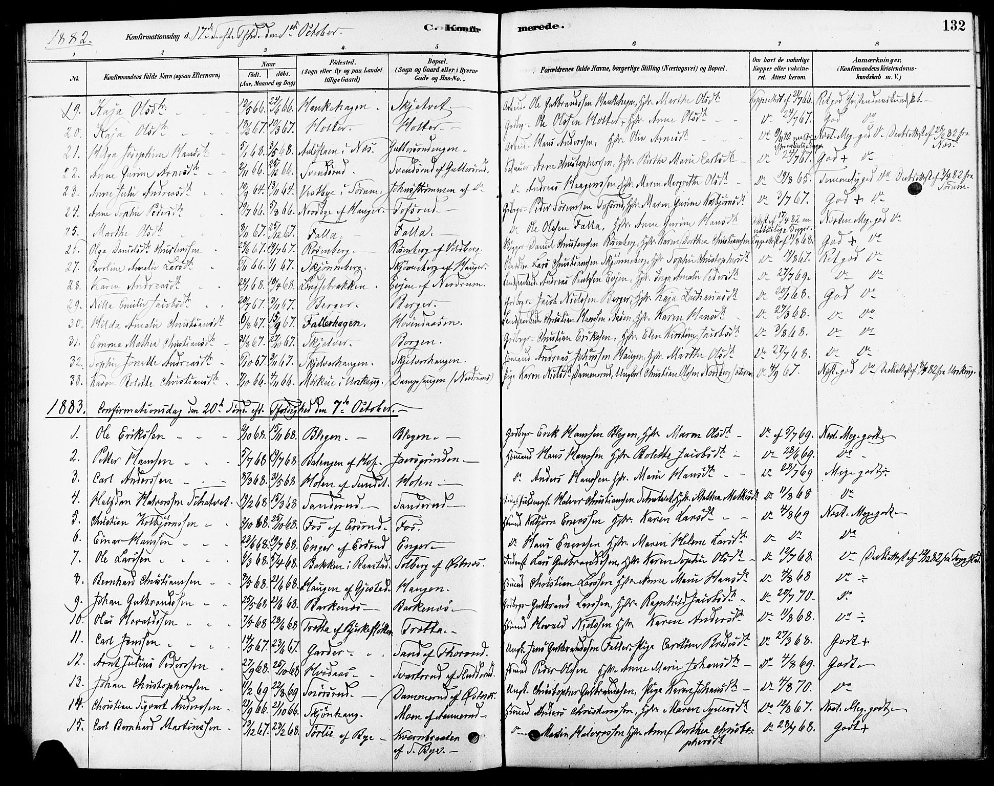 Fet prestekontor Kirkebøker, AV/SAO-A-10370a/F/Fa/L0014: Ministerialbok nr. I 14, 1878-1891, s. 132