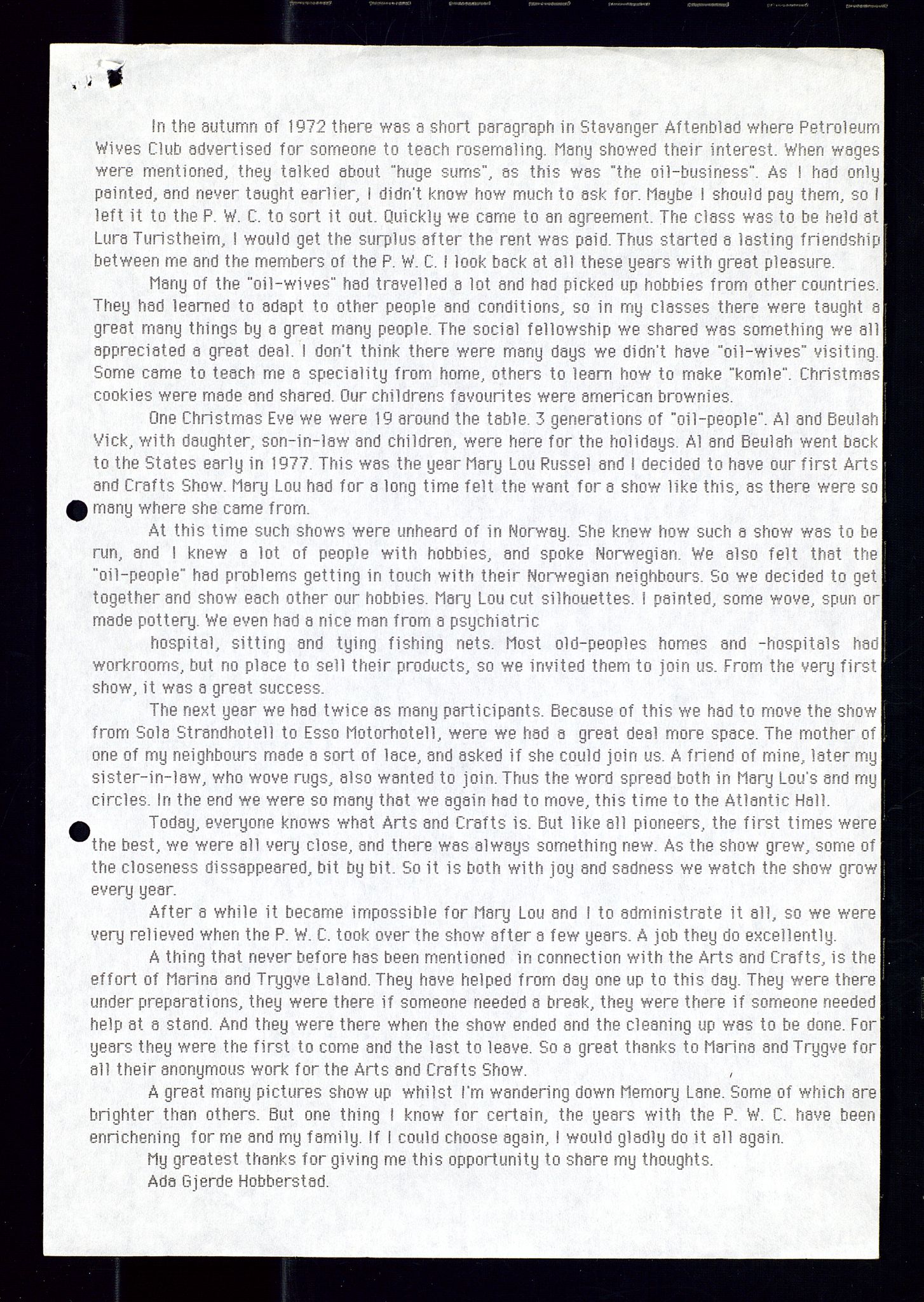 PA 1547 - Petroleum Wives Club, AV/SAST-A-101974/A/Aa/L0003: Board and General Meeting, 1994-1998
