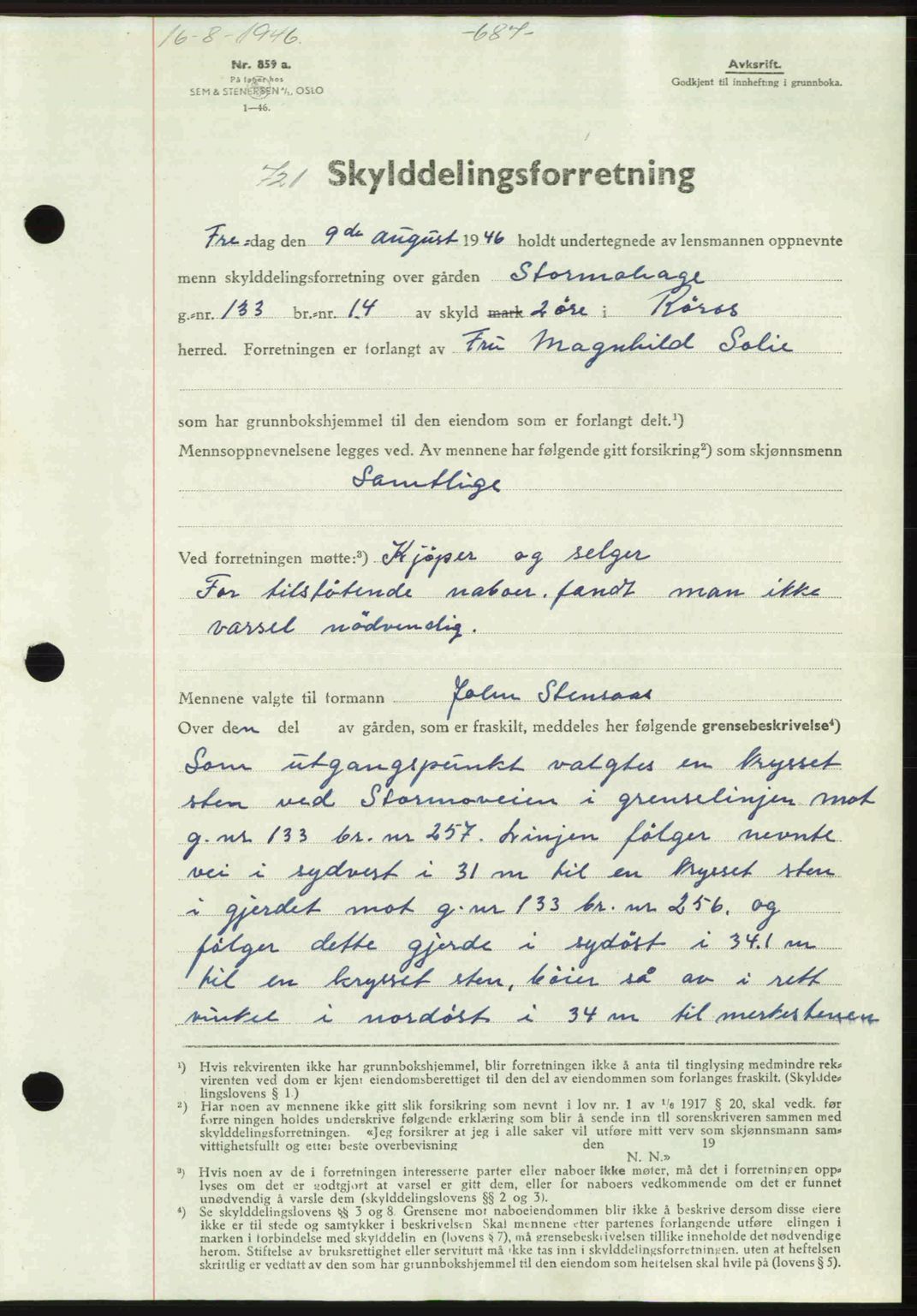 Gauldal sorenskriveri, SAT/A-0014/1/2/2C: Pantebok nr. A2, 1946-1946, Dagboknr: 721/1946