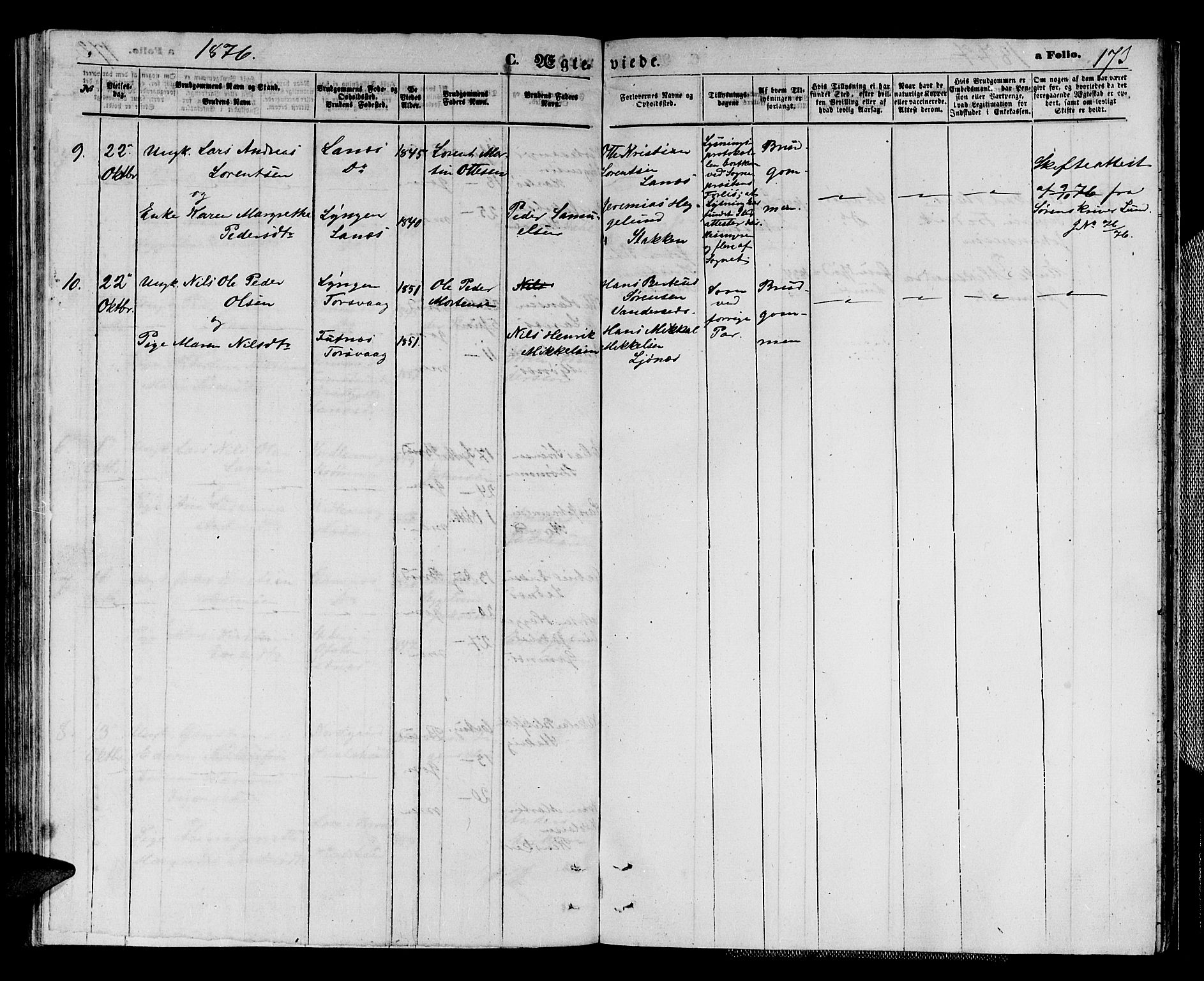 Karlsøy sokneprestembete, AV/SATØ-S-1299/H/Ha/Hab/L0003klokker: Klokkerbok nr. 3, 1862-1877, s. 173