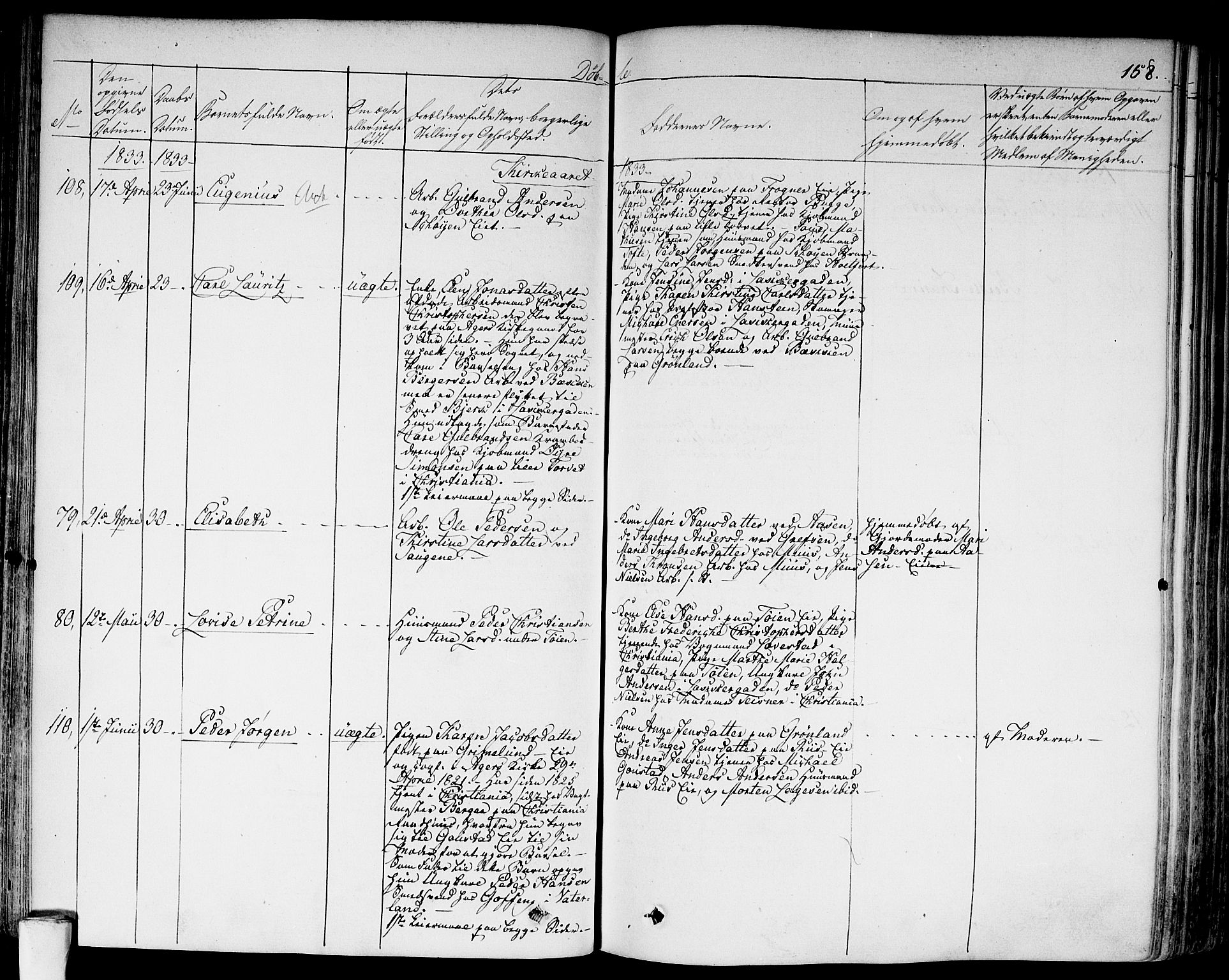 Aker prestekontor kirkebøker, SAO/A-10861/F/L0013: Ministerialbok nr. 13, 1828-1837, s. 158