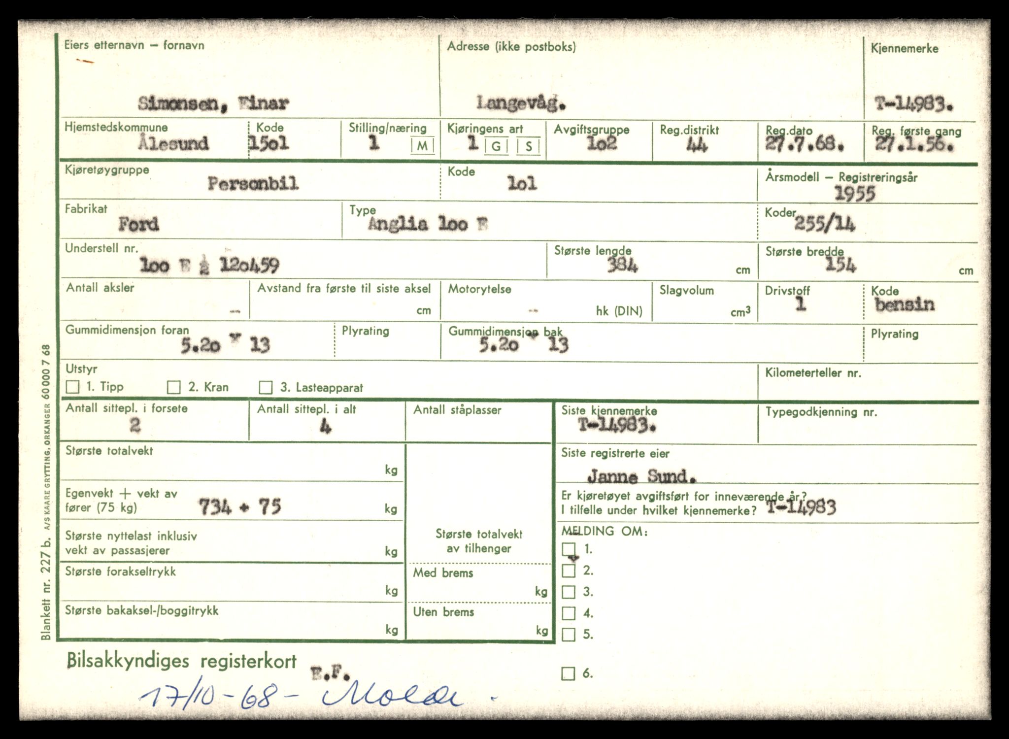 Møre og Romsdal vegkontor - Ålesund trafikkstasjon, AV/SAT-A-4099/F/Fe/L0049: Registreringskort for kjøretøy T 14864 - T 18613, 1927-1998, s. 2861
