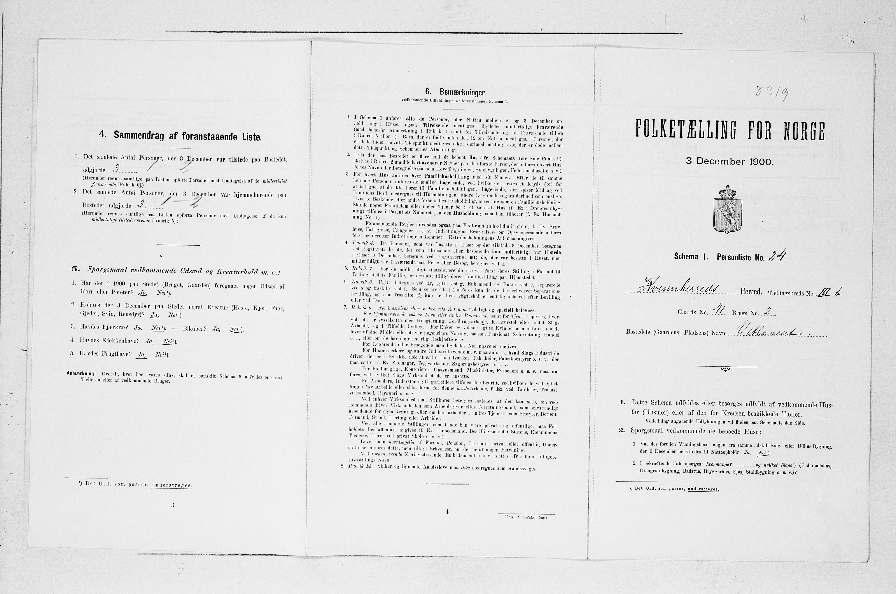 SAB, Folketelling 1900 for 1224 Kvinnherad herred, 1900, s. 442