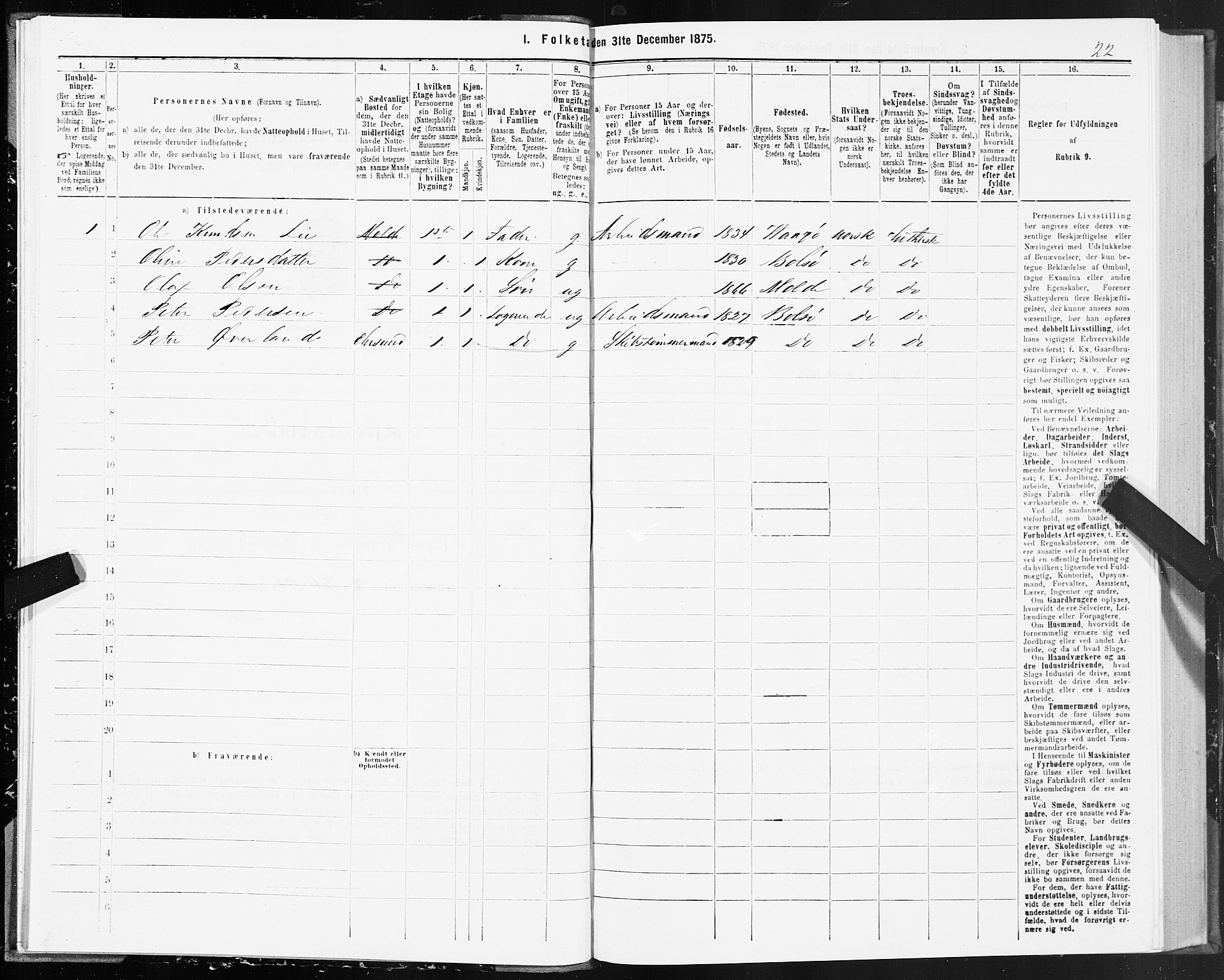 SAT, Folketelling 1875 for 1502P Molde prestegjeld, 1875, s. 1022