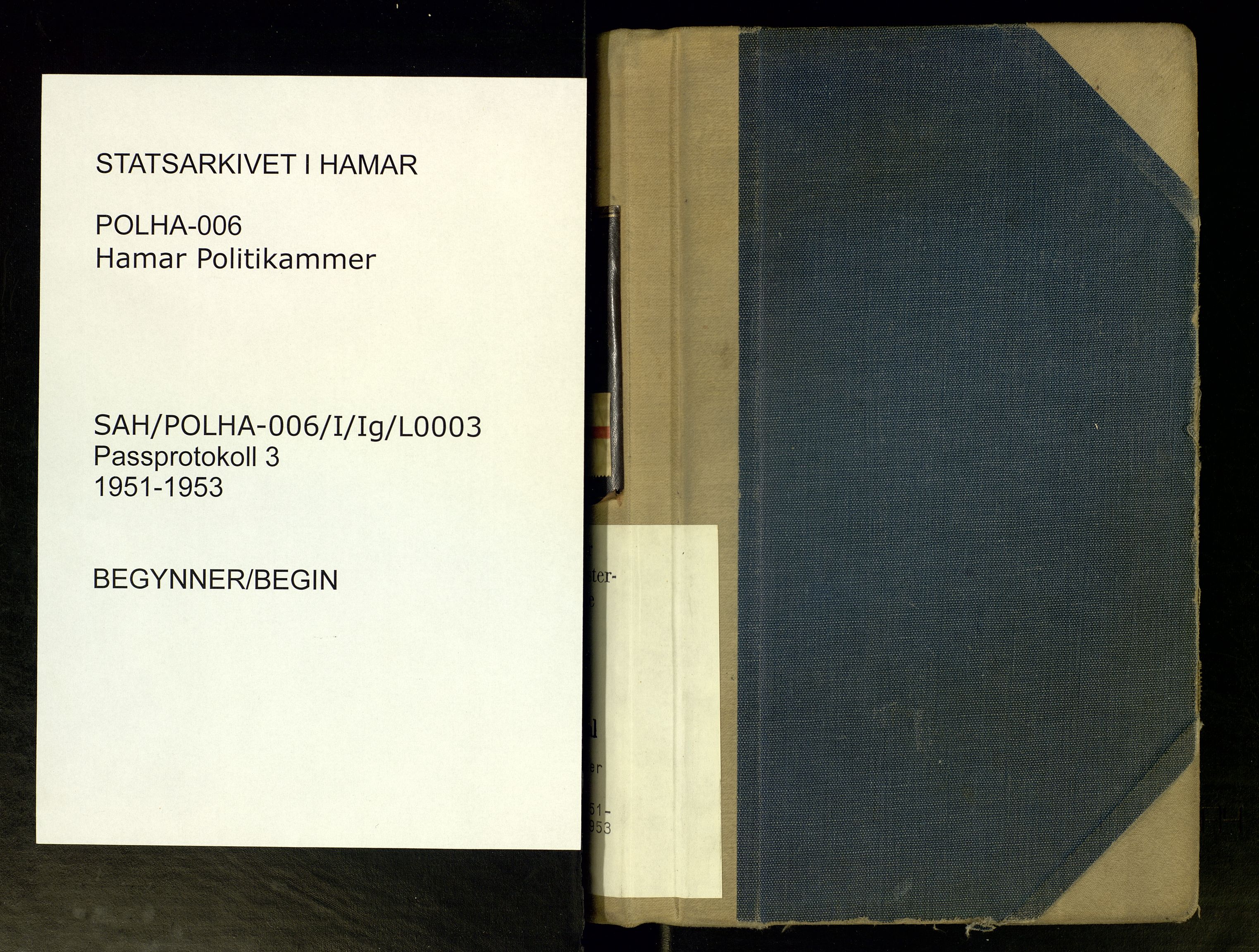 Hamar politimesterembete, SAH/POLHA-006/I/Ig/L0003: Utstedelse av pass, 1951-1953