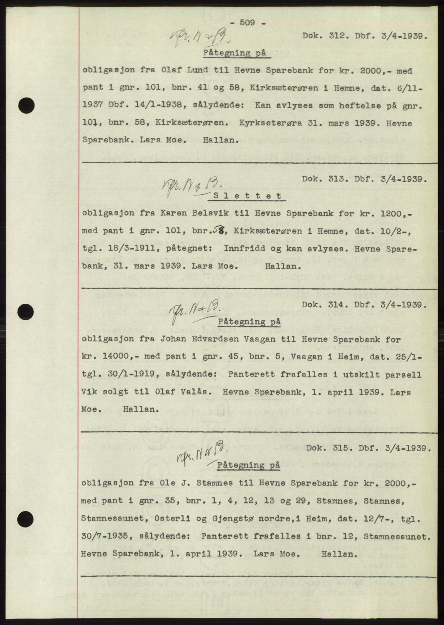 Hitra sorenskriveri, AV/SAT-A-0018/2/2C/2Ca: Pantebok nr. C1, 1936-1945, Dagboknr: 312/1939