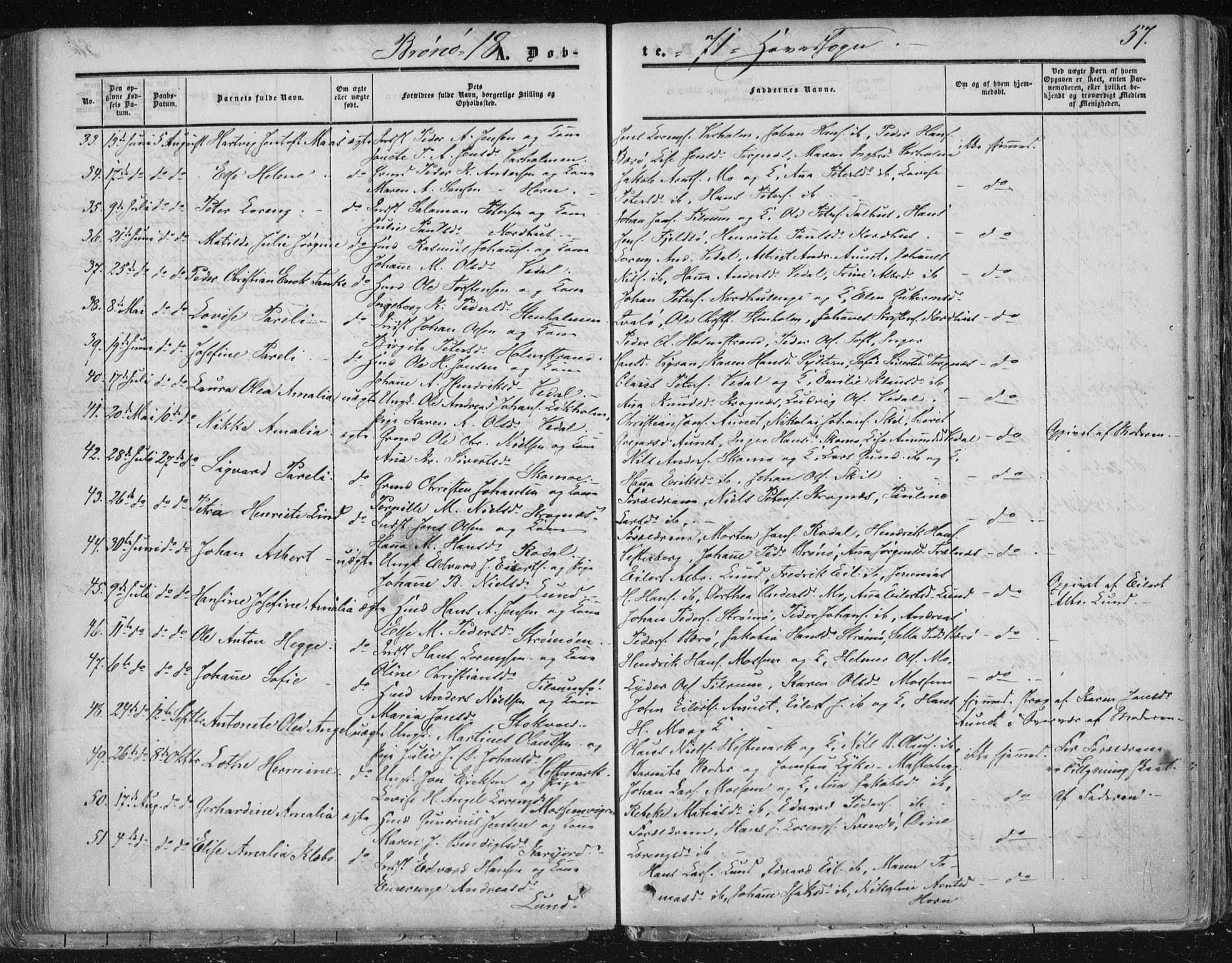 Ministerialprotokoller, klokkerbøker og fødselsregistre - Nordland, AV/SAT-A-1459/813/L0198: Ministerialbok nr. 813A08, 1834-1874, s. 57