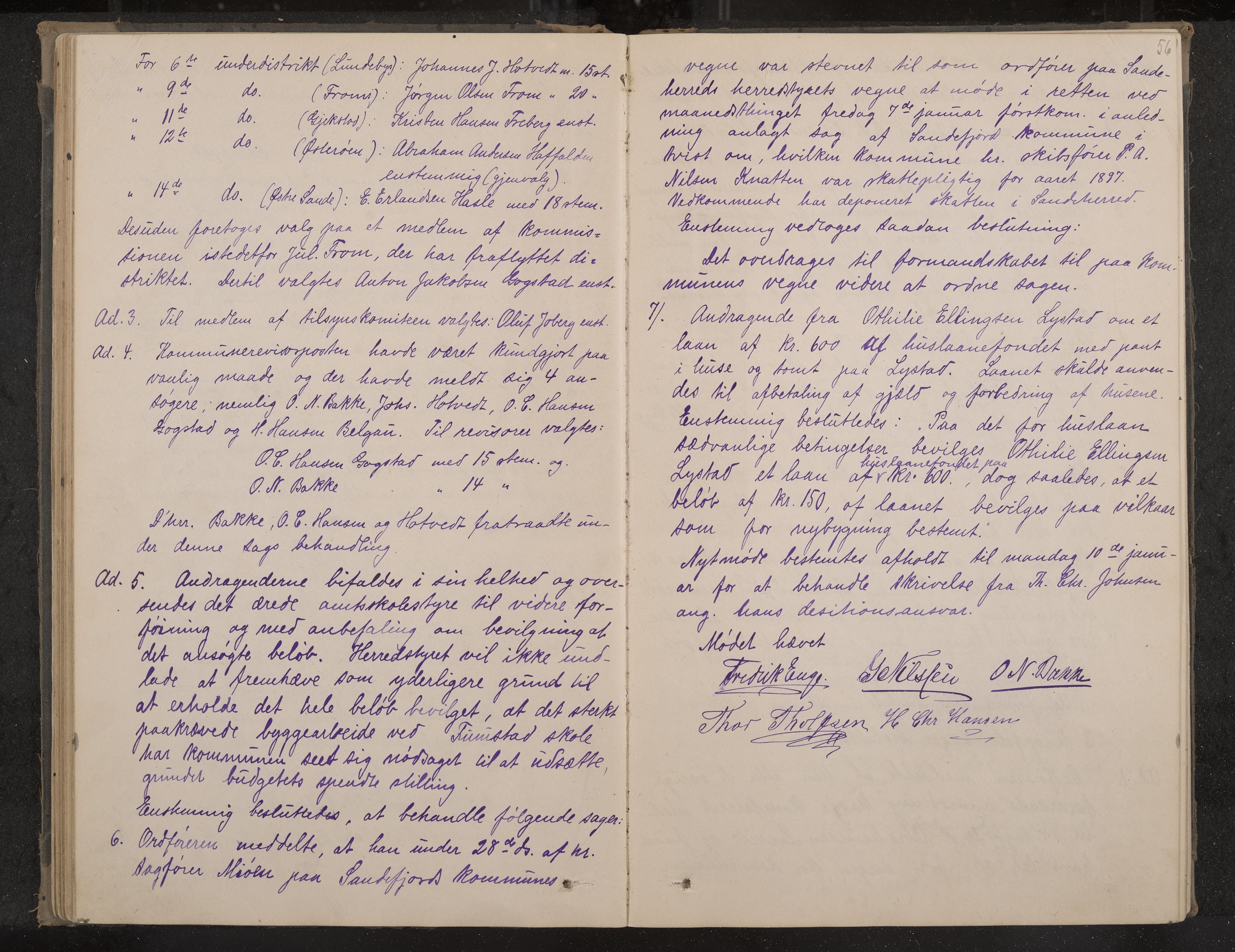 Sandar formannskap og sentraladministrasjon, IKAK/0724021/A/Aa/L0002: Møtebok, 1895-1900, s. 56